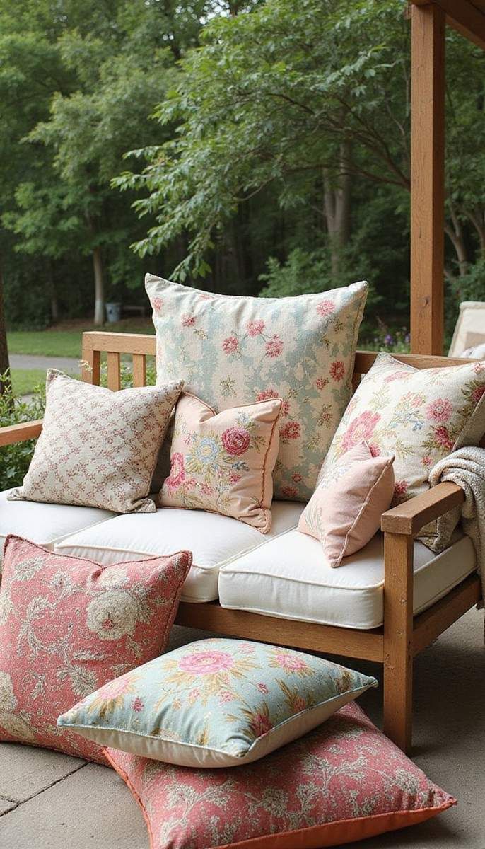 Utilizing vintage textiles for stylish outdoor pillows