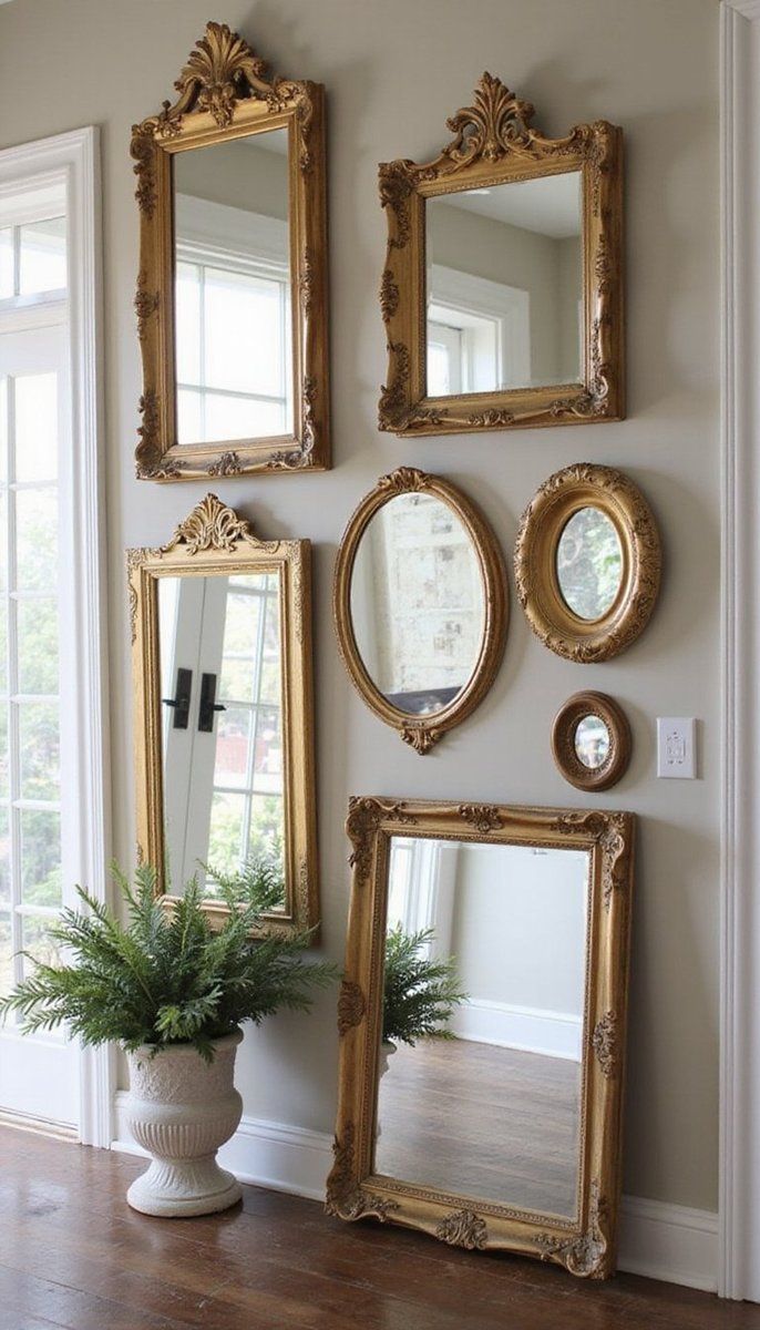 Vintage mirrors in gilded frames