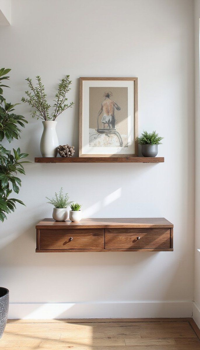 Wall-mounted shelf with minimalist charm