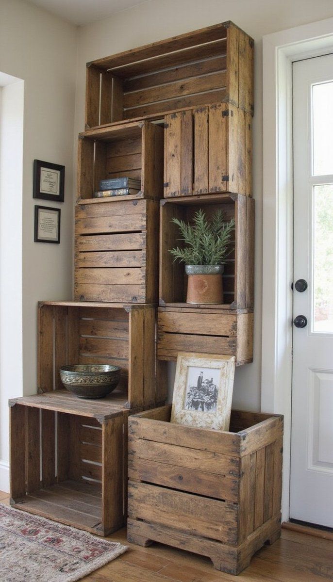 Weathered wooden crates for both storage and style