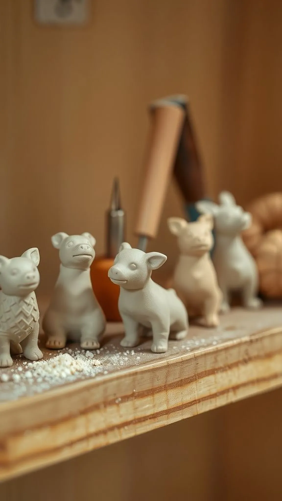 Mini animal figurines for shelf displays