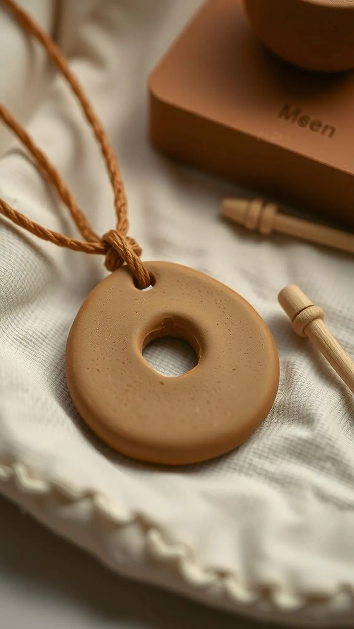 Rustic pendant necklace with matte charm