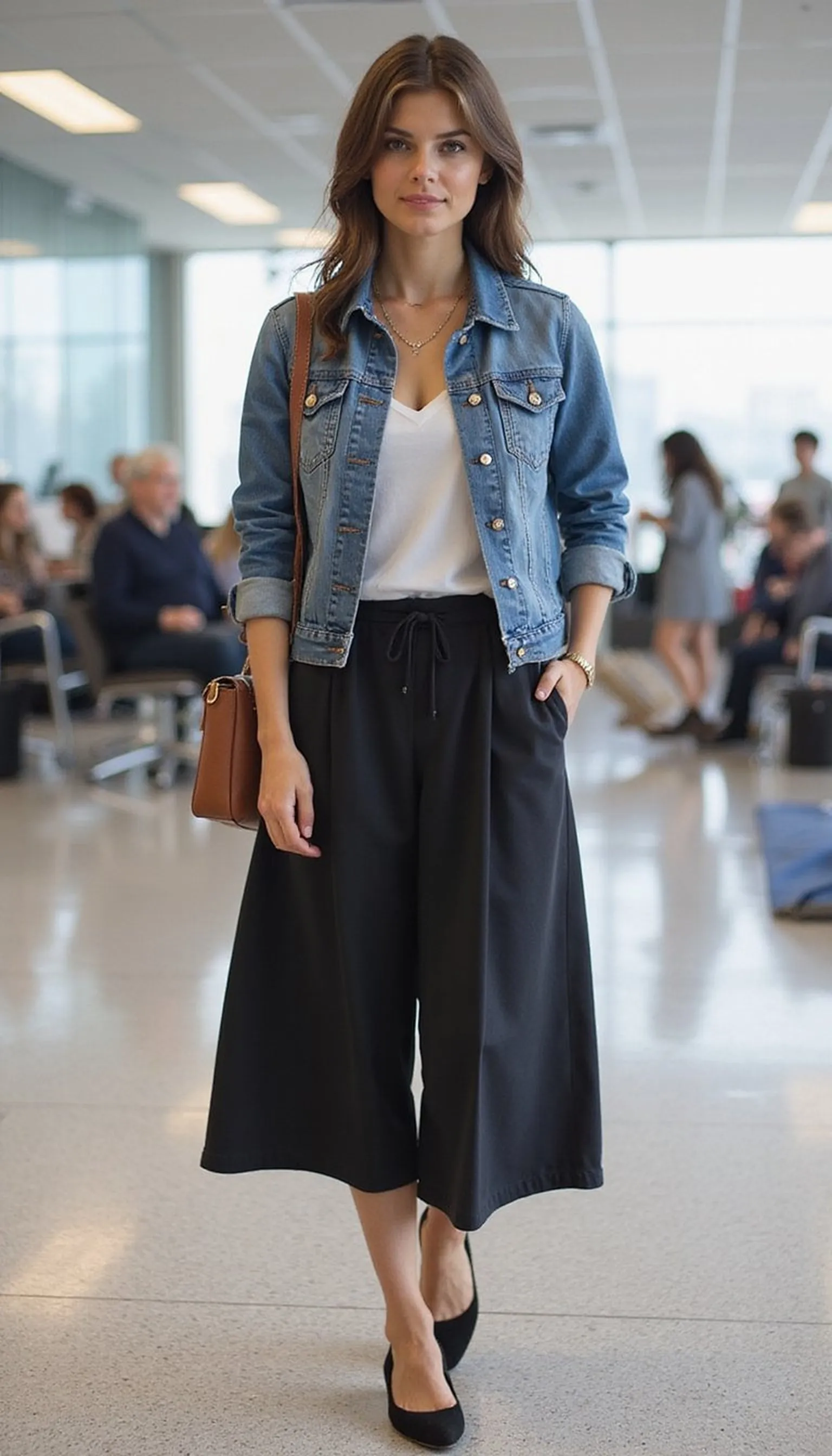 Easy slip-on flats and culottes combo