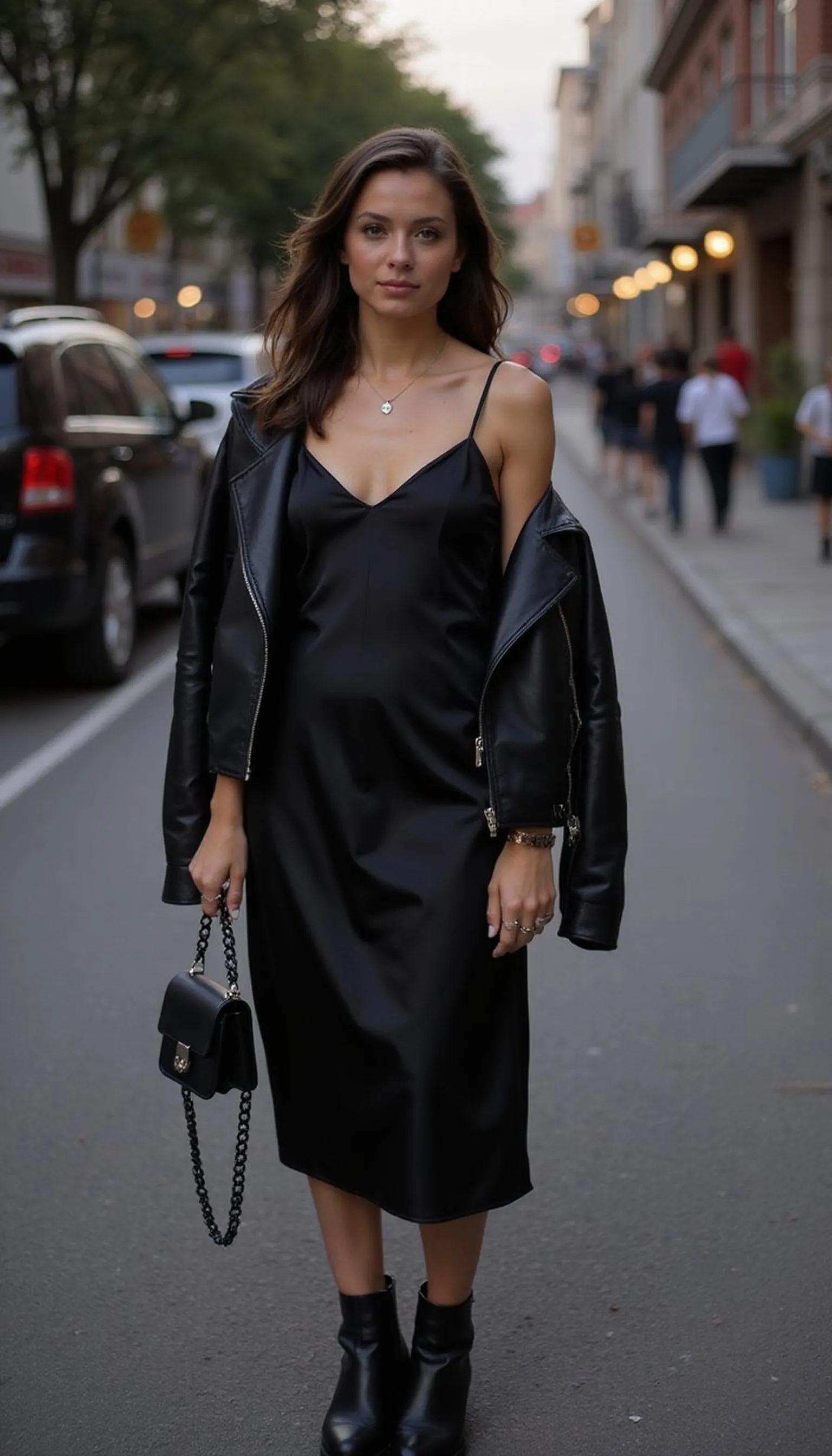 Date night slip dress with ankle boots