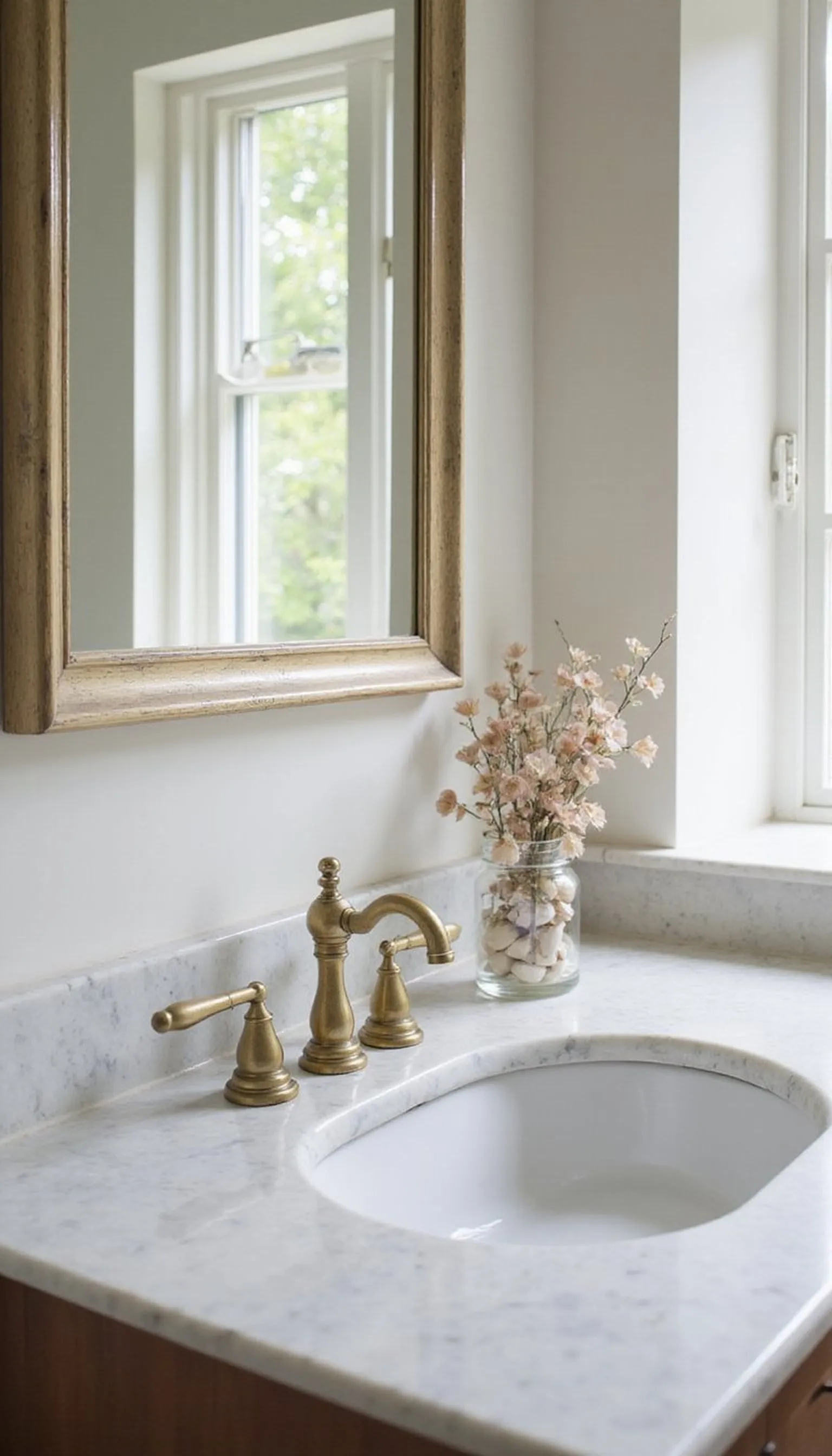 Mixed metals and marble for coastal elegance