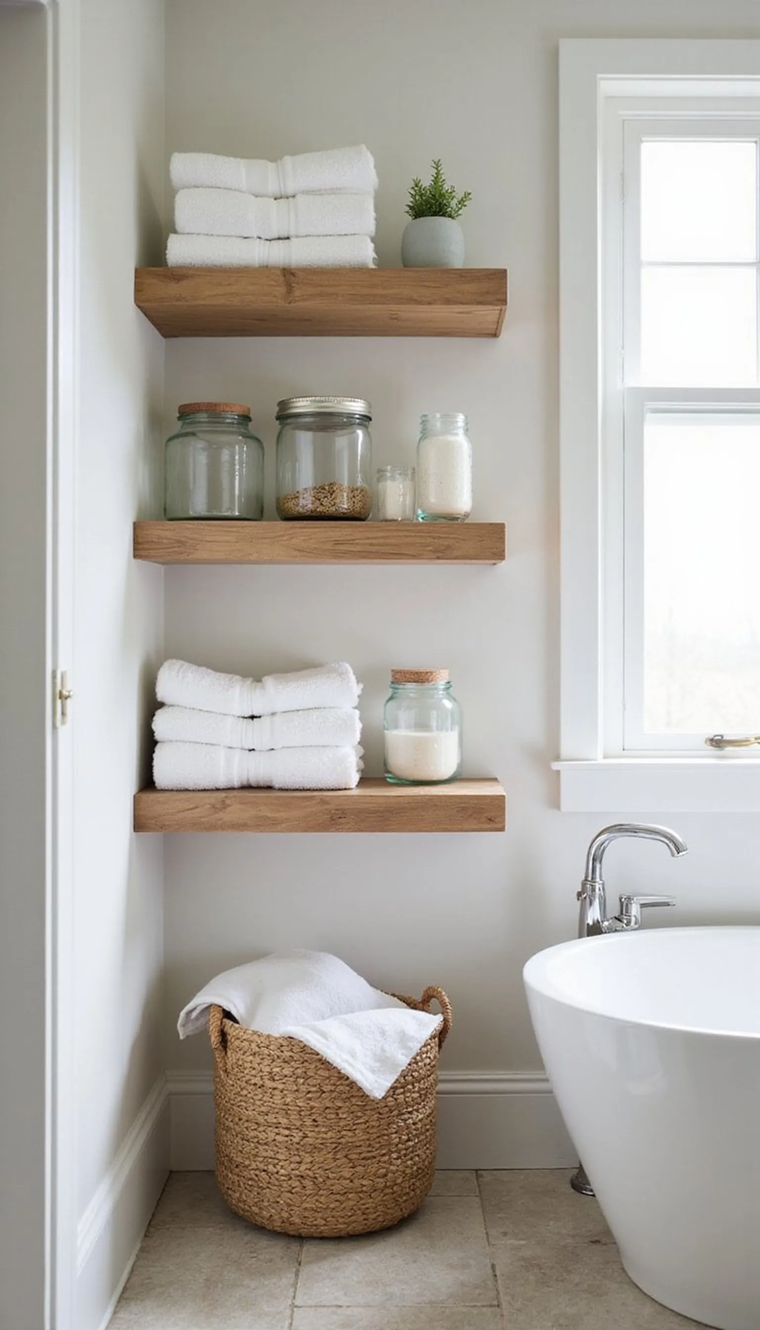 Open shelving with curated coastal finds