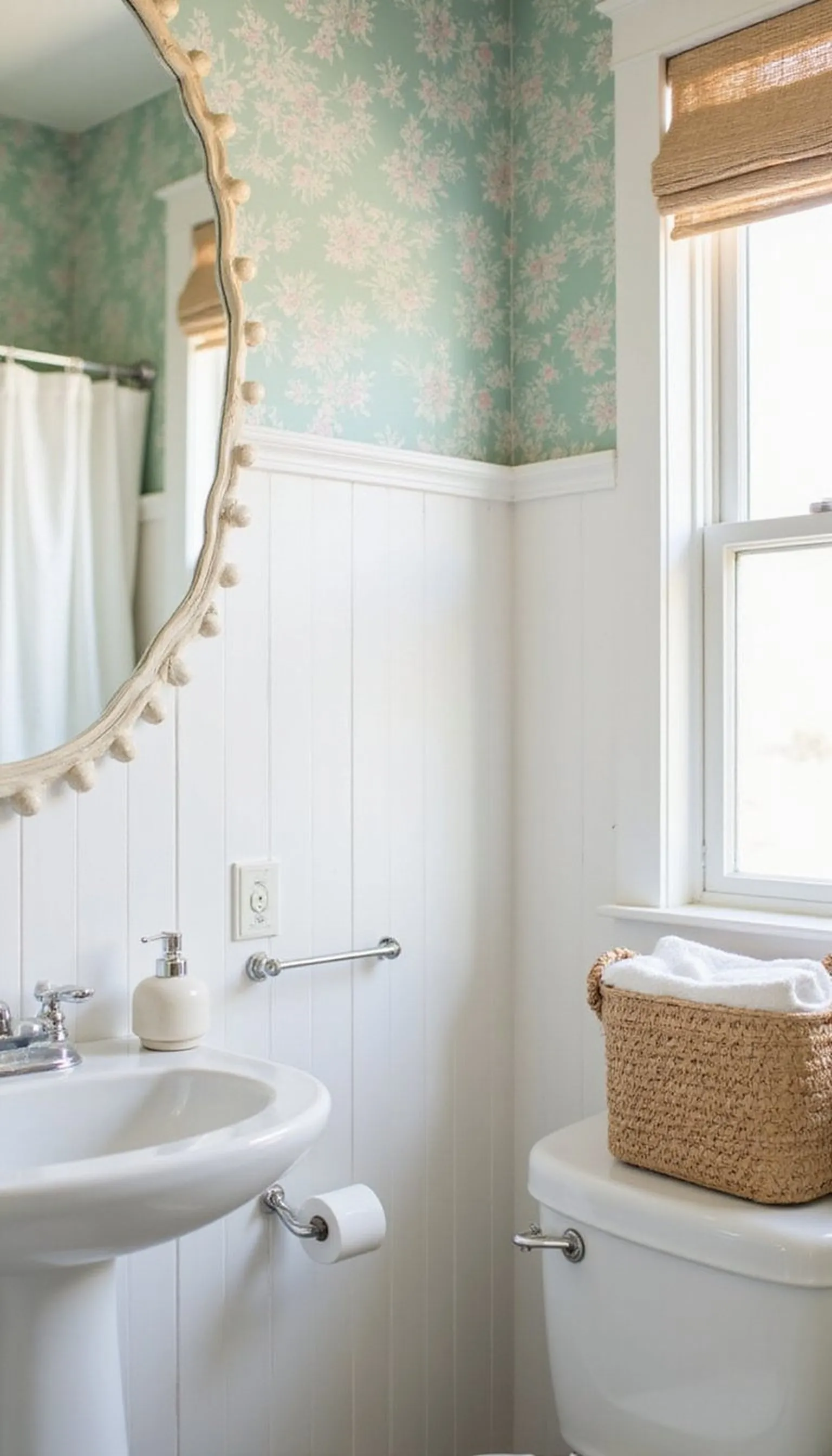 Pastel sunset palette for a small powder room