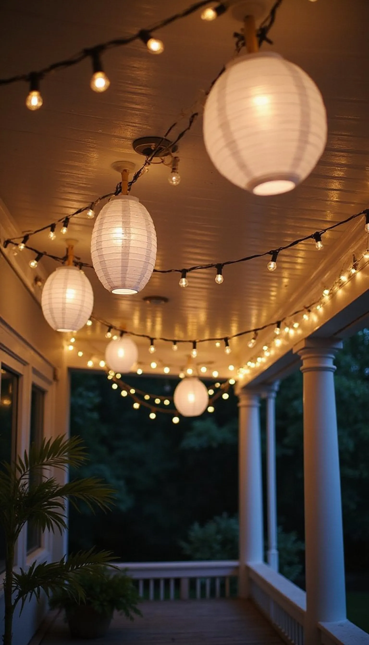 Paper lanterns and string lights for festive nights