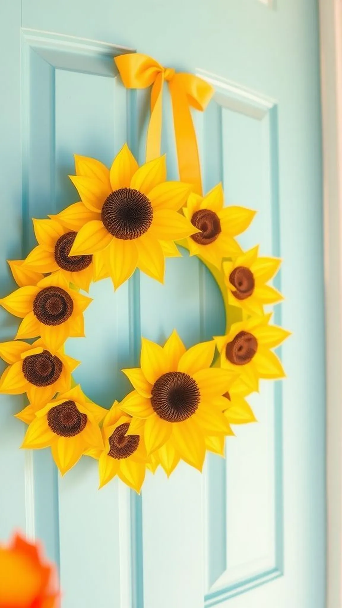 Sunflower paper wreath for a cheerful porch