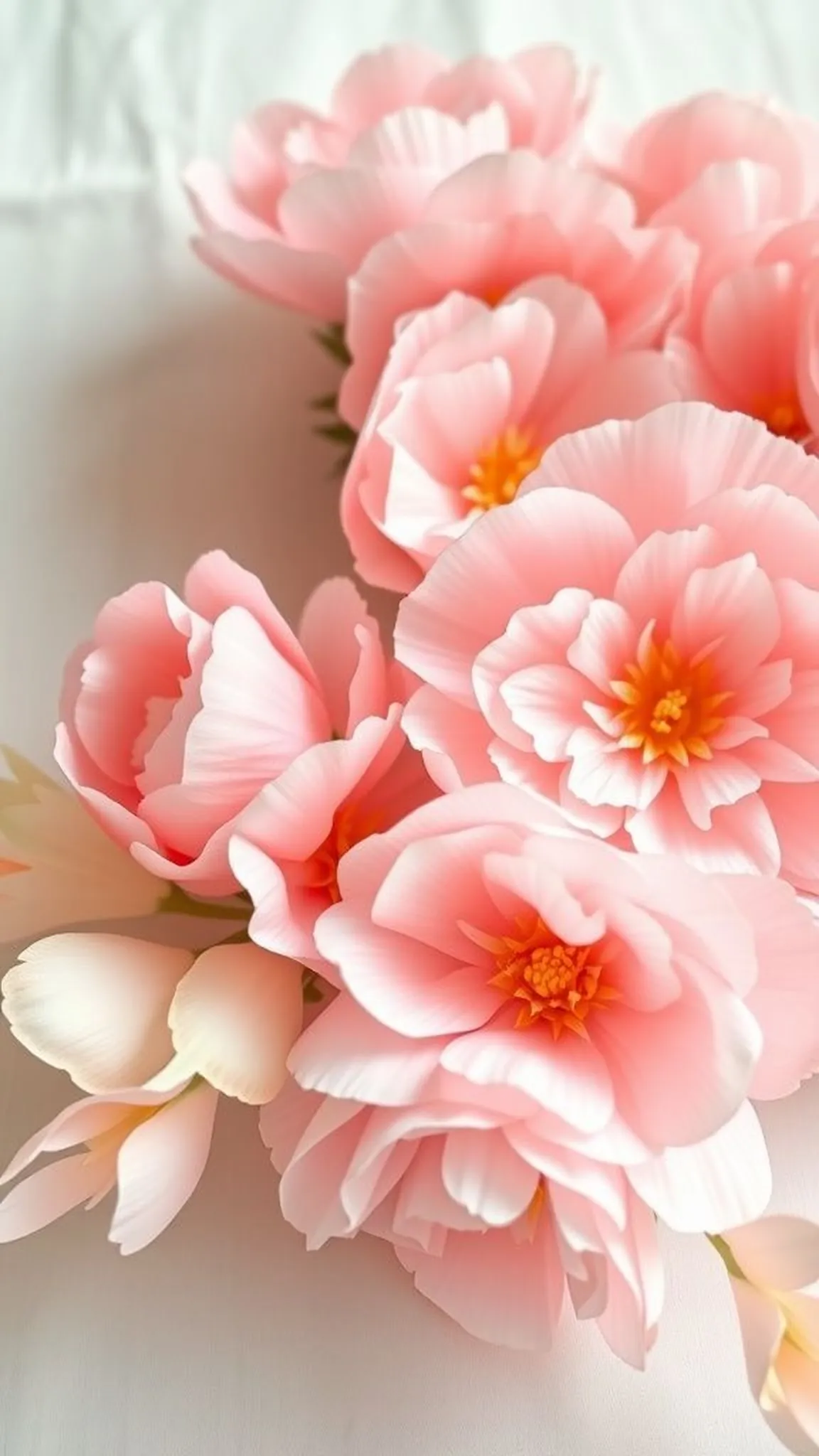 Tissue paper peony cluster wreath with soft petals