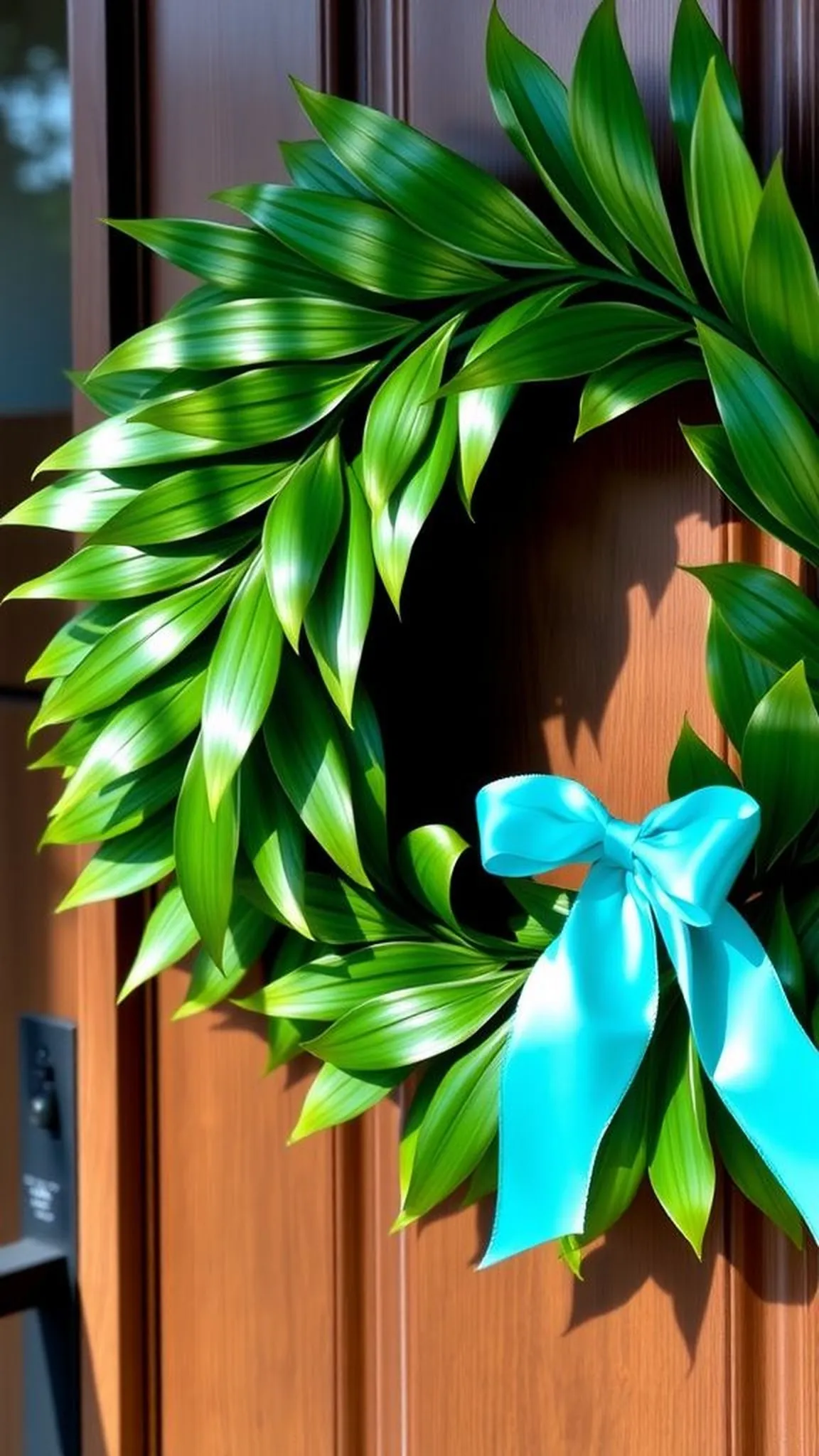 Tropical leaves and ribbon palm wreath idea