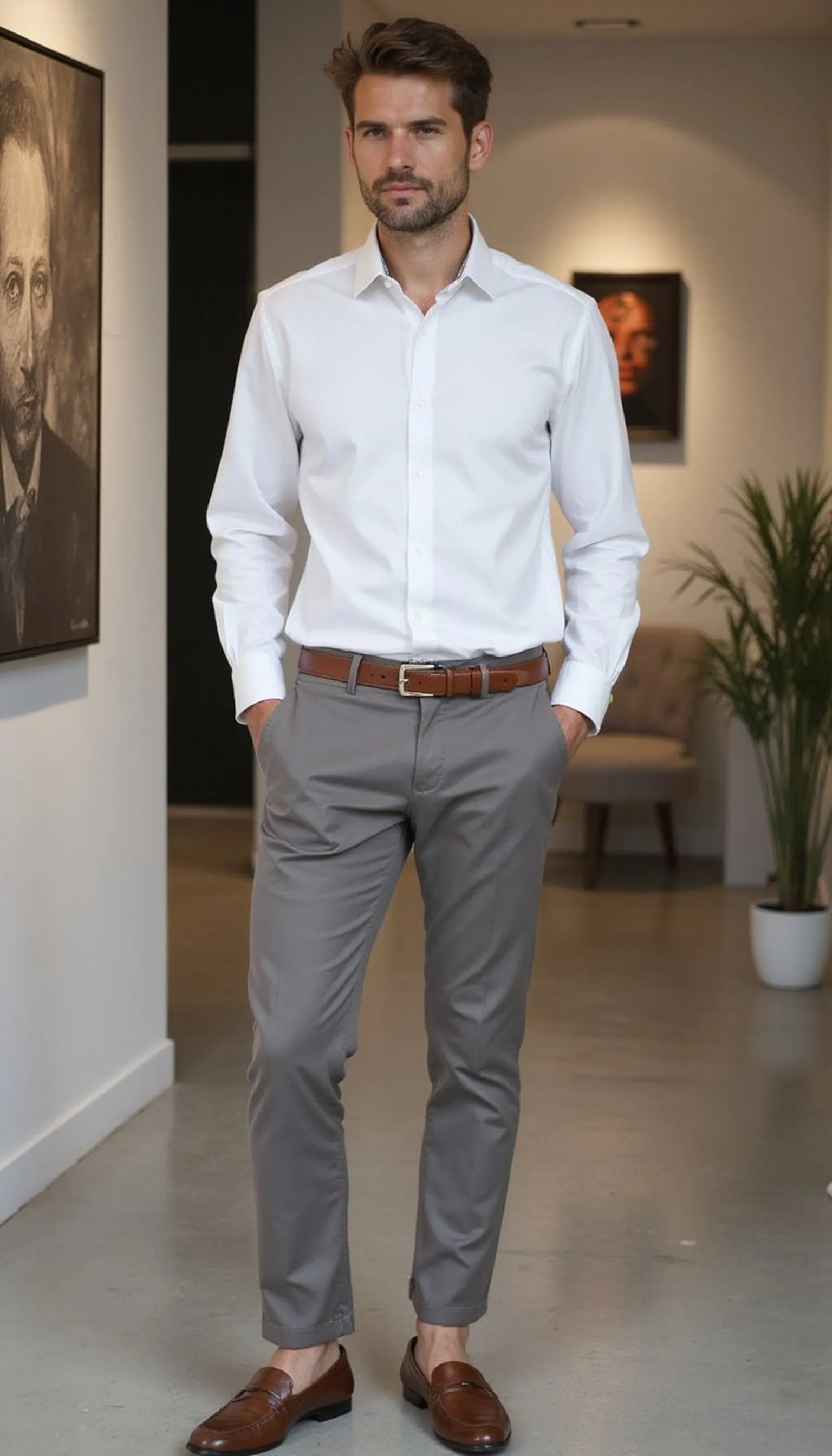 Crisp white shirt and cigarette pants combo