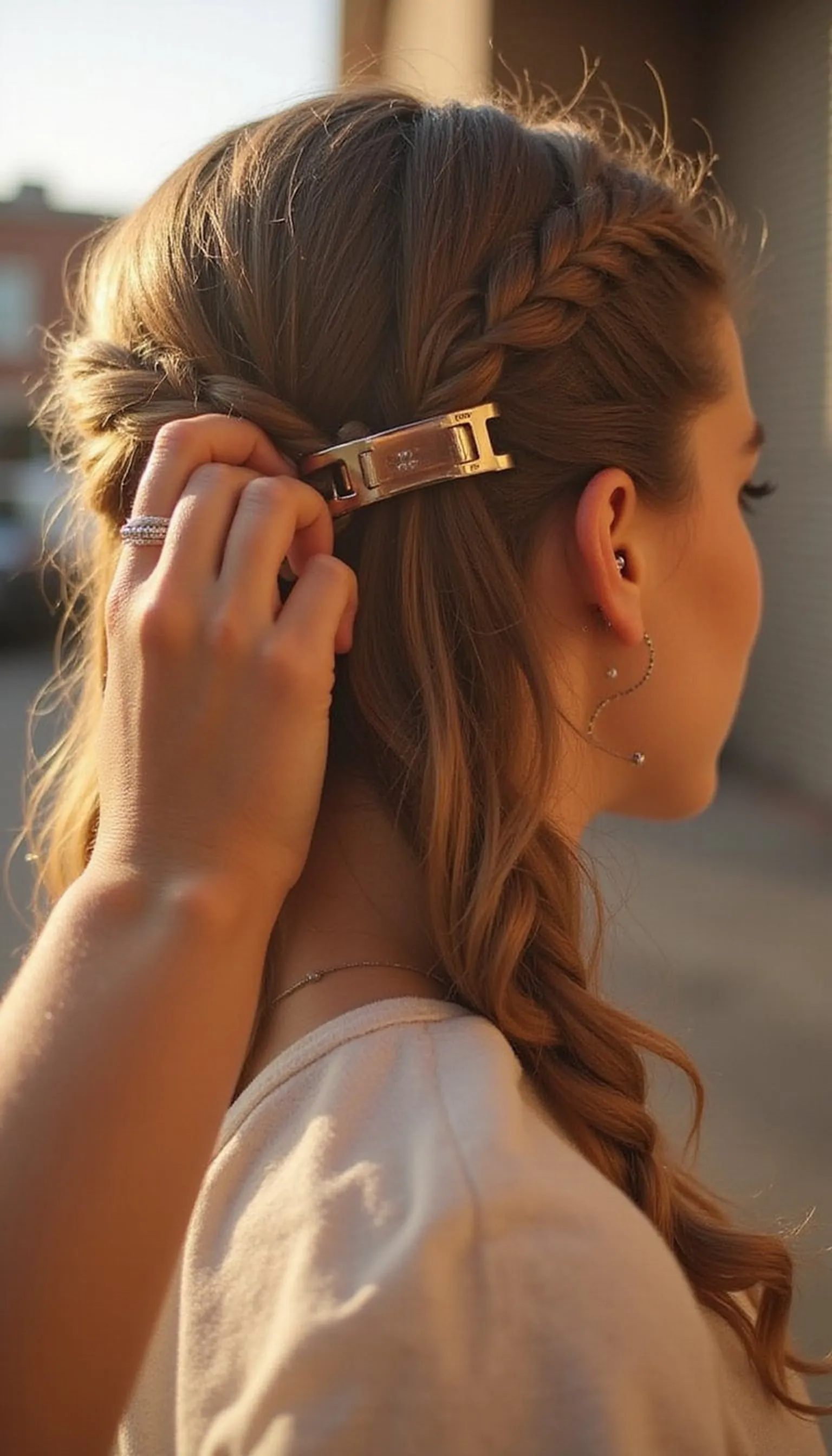 Braided Half-Up With Decorative Metal Clip