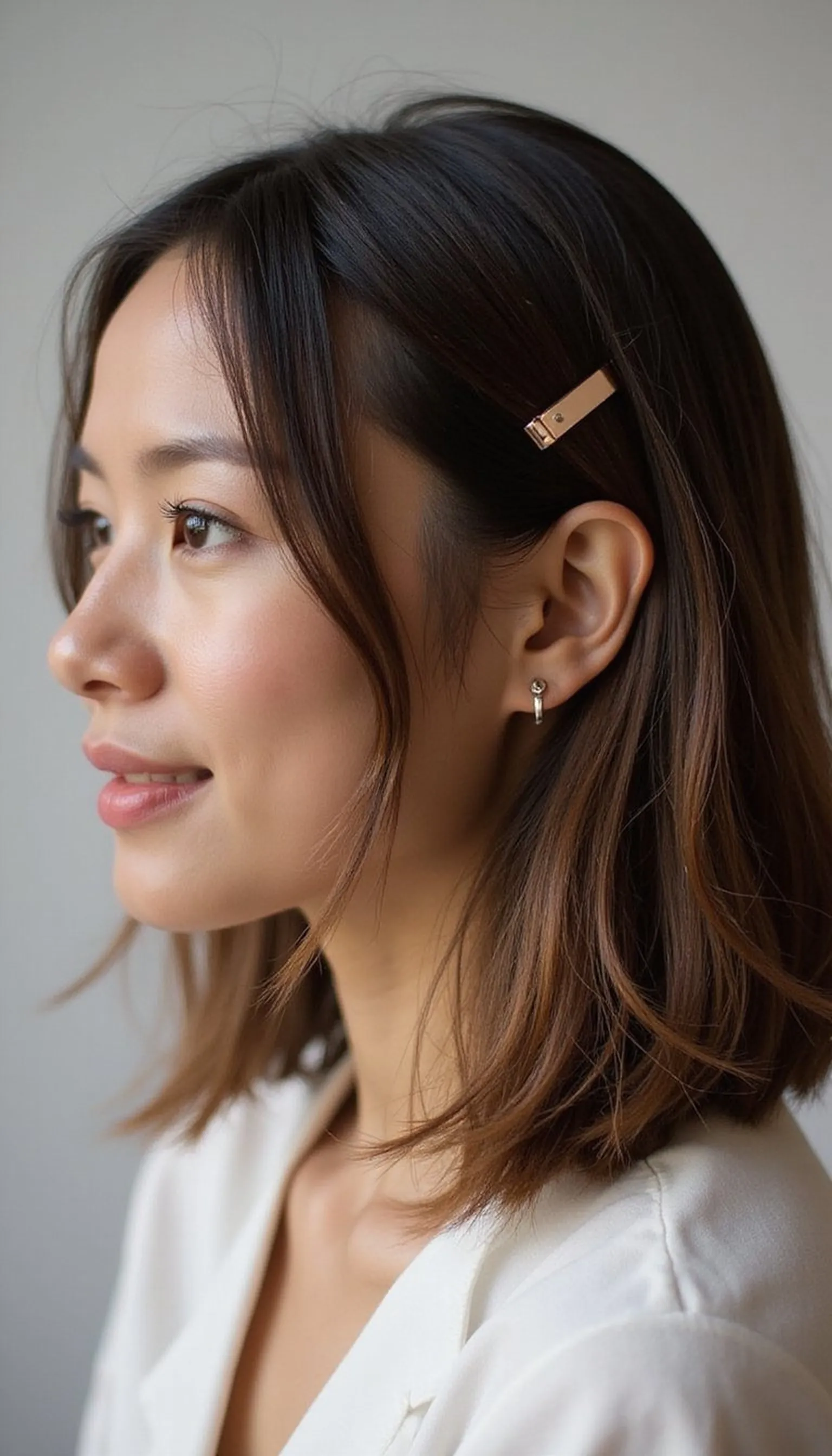 Sleek Bob Half-Up With Mini Metal Clip