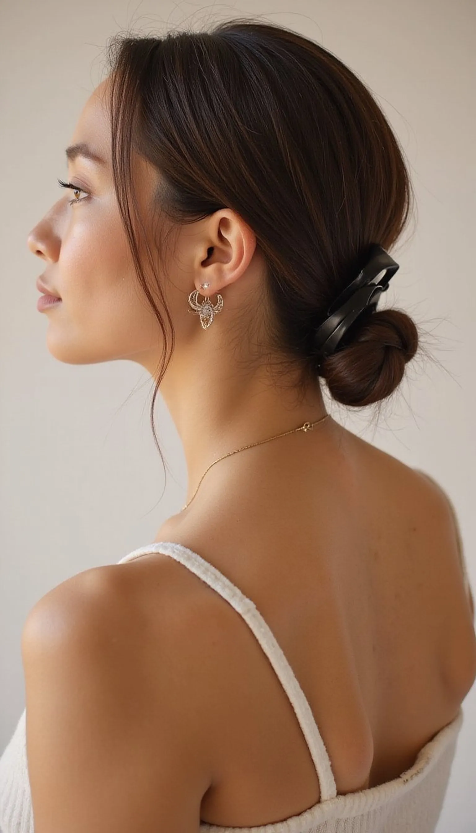 Sleek Low Knot With Black Claw Clip Finish