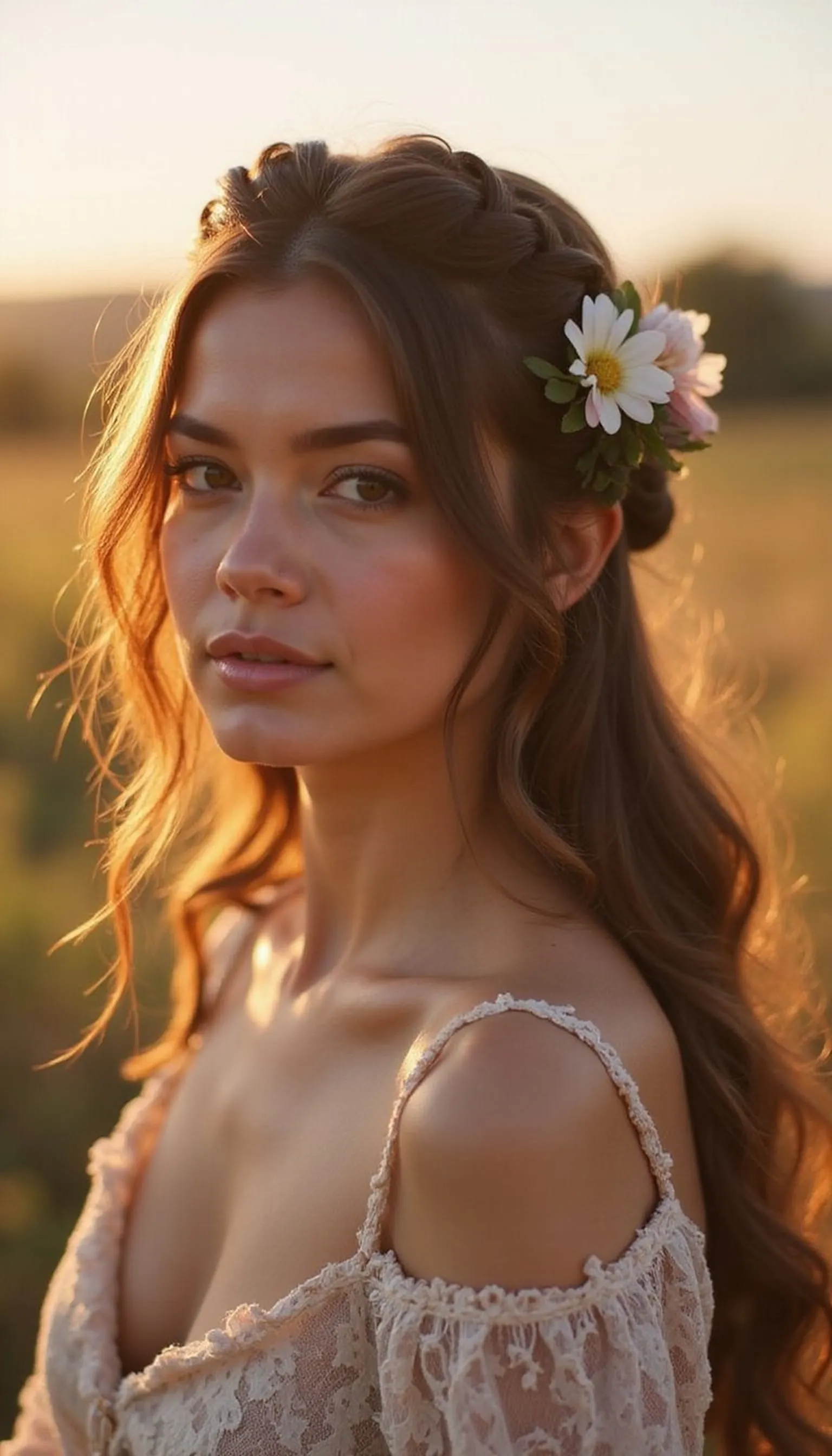 Twisted Crown With Floral Claw Clip Accent