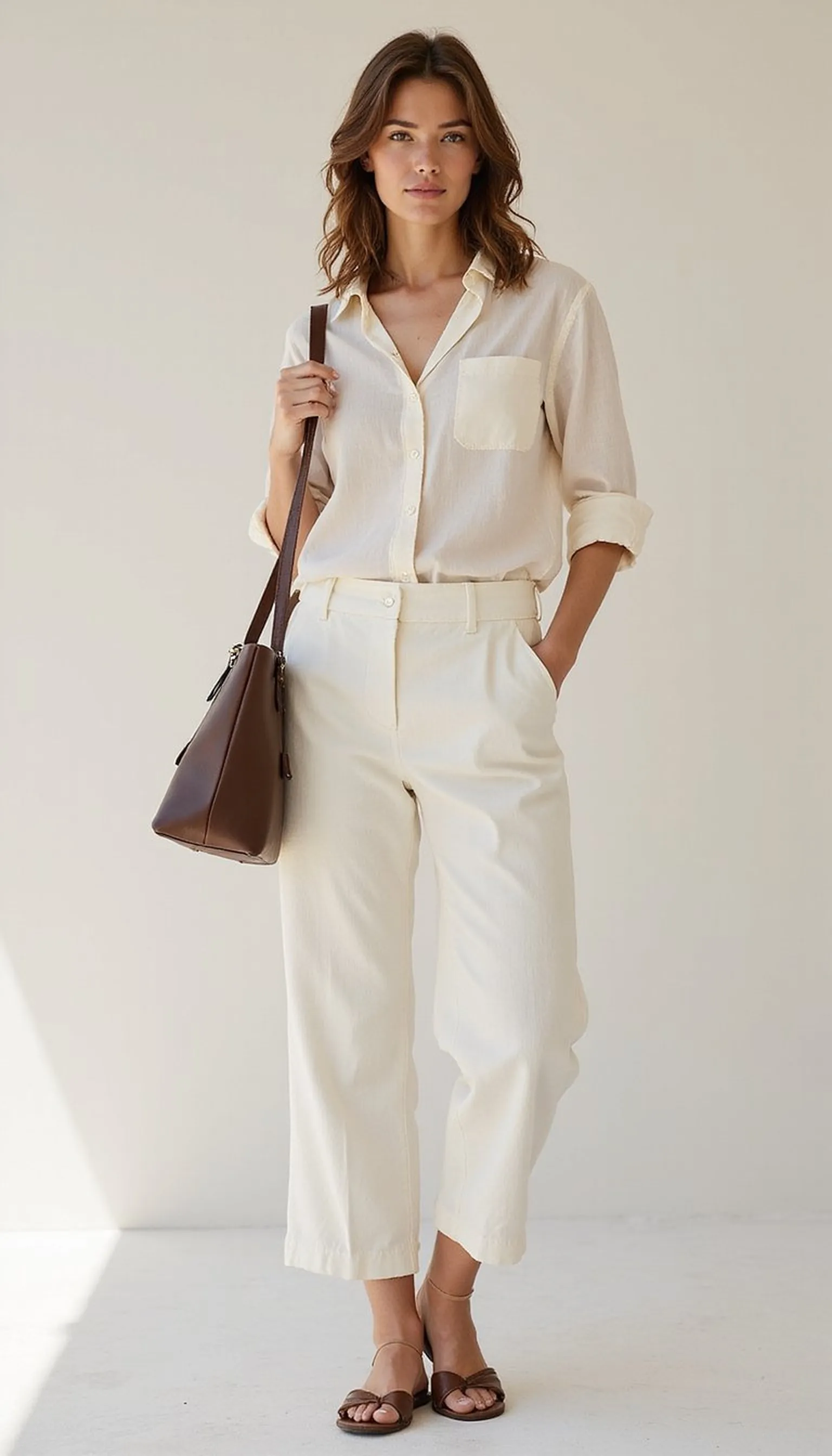 Linen trousers and sandals for warm days