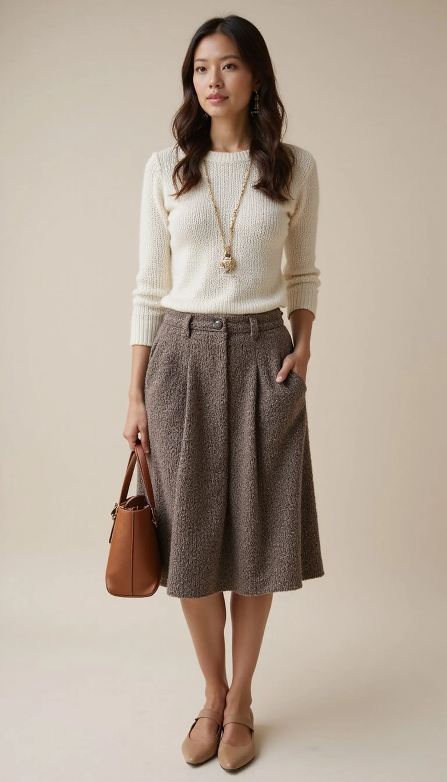 Monochrome knit set — simple and polished