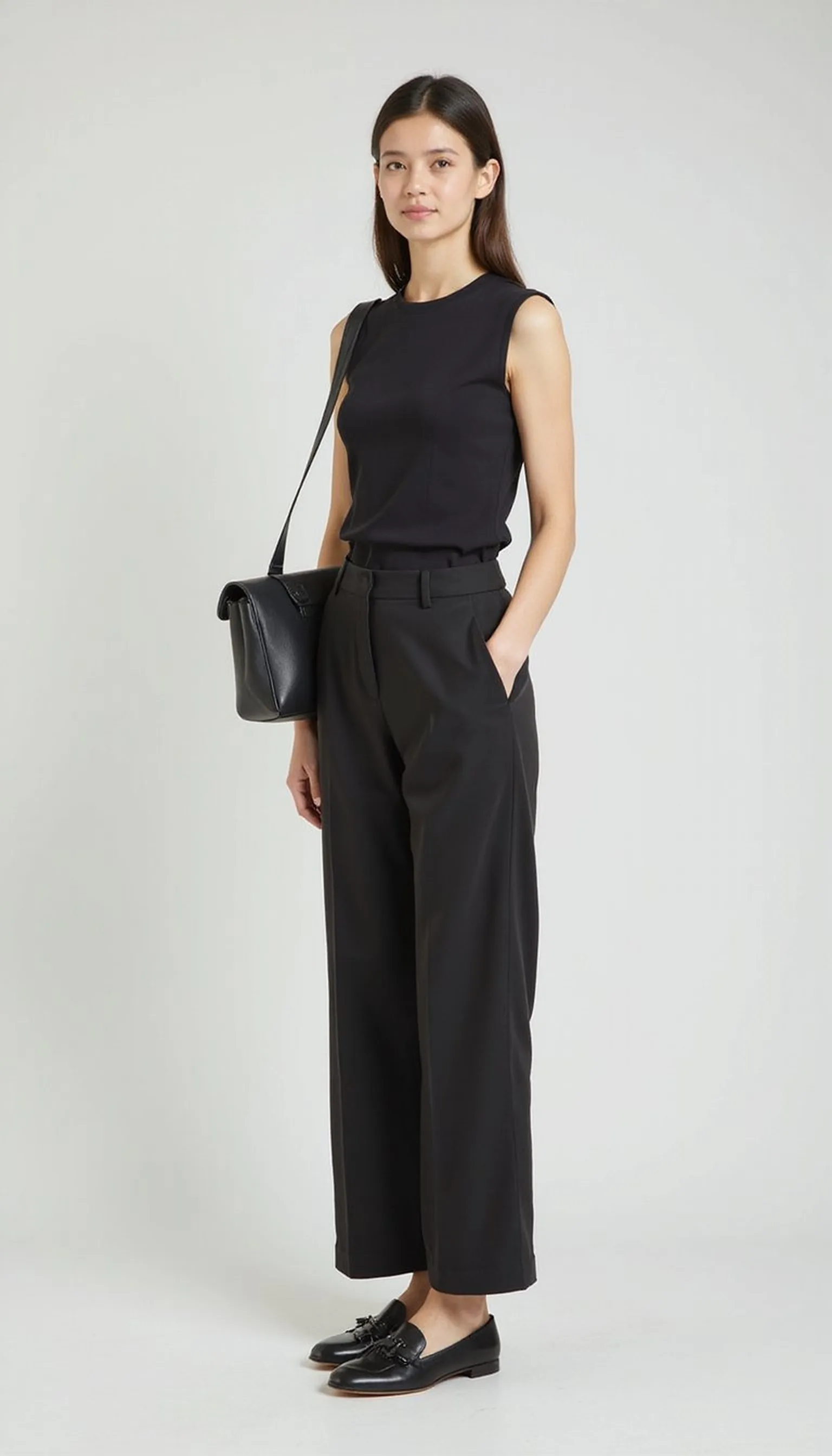 Wide-leg trousers with a fitted top — balanced silhouettes