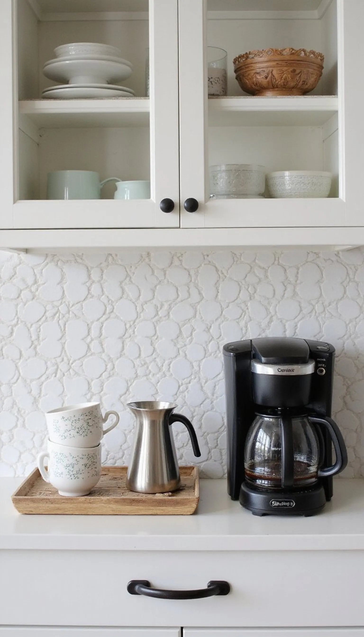 Chic tile backsplash mini coffee counter