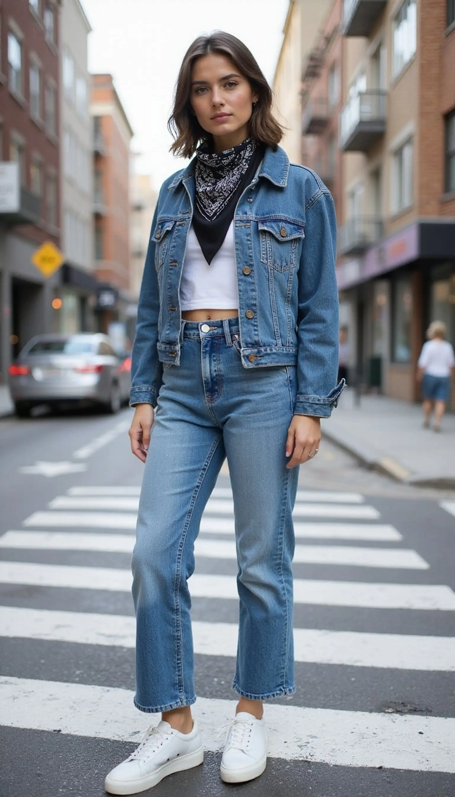 Denim-on-Denim: Jacket and High-Waist Jeans