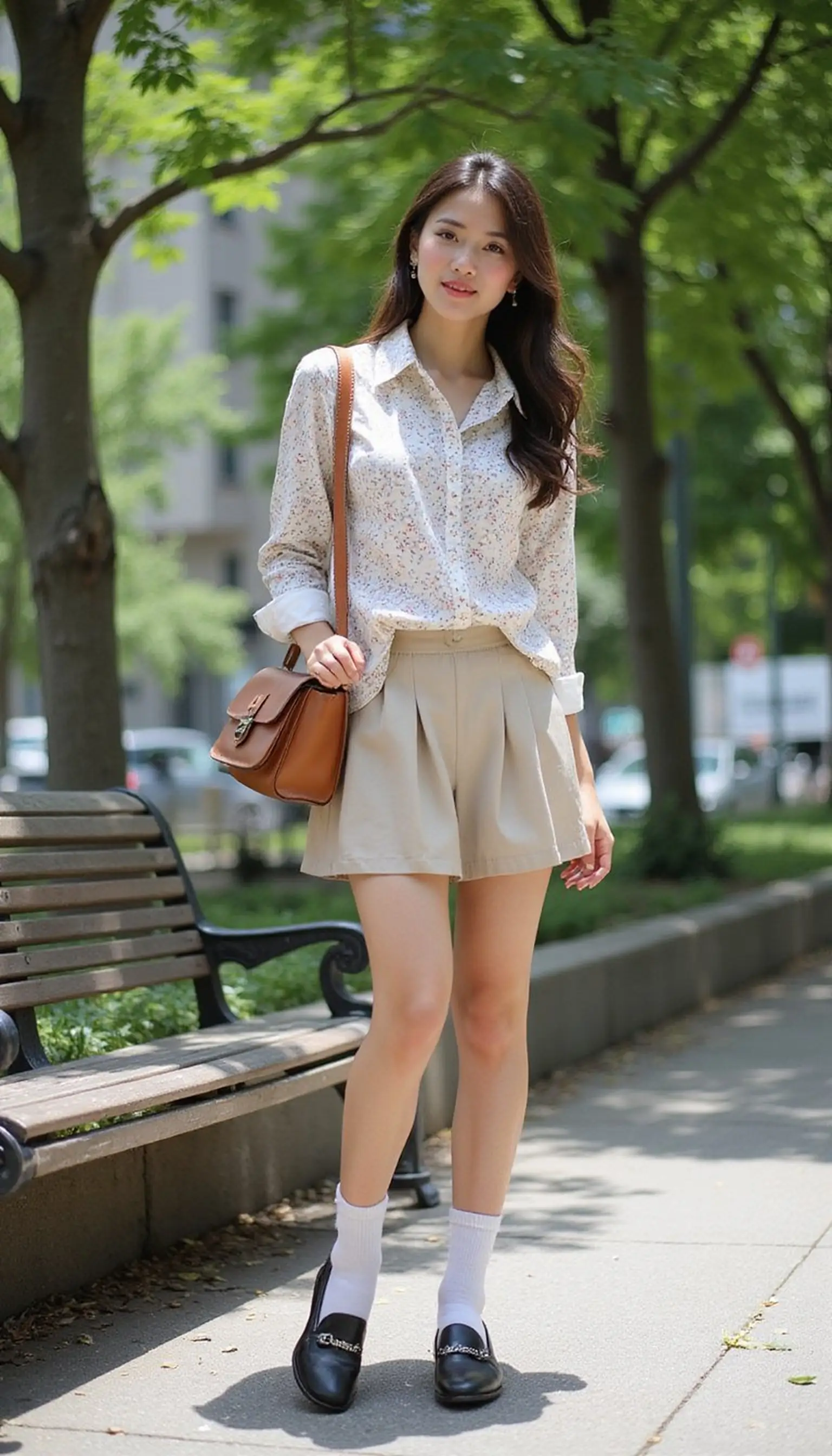 Printed Shirt and Pleated Mini Skirt Play
