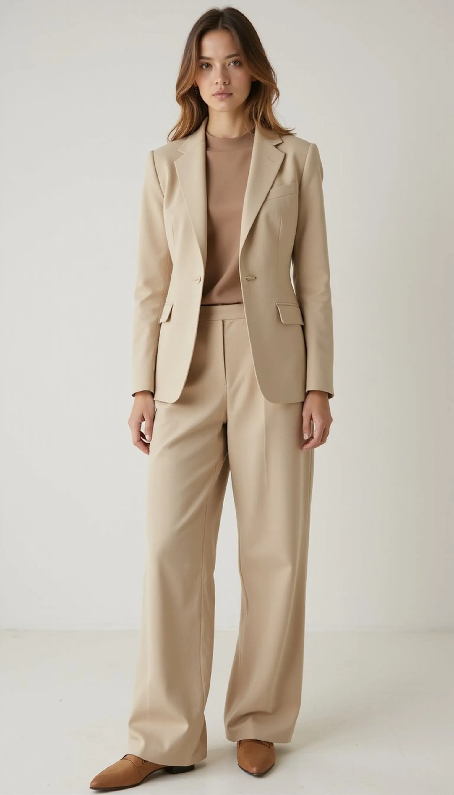 Monochrome beige suit for minimal days