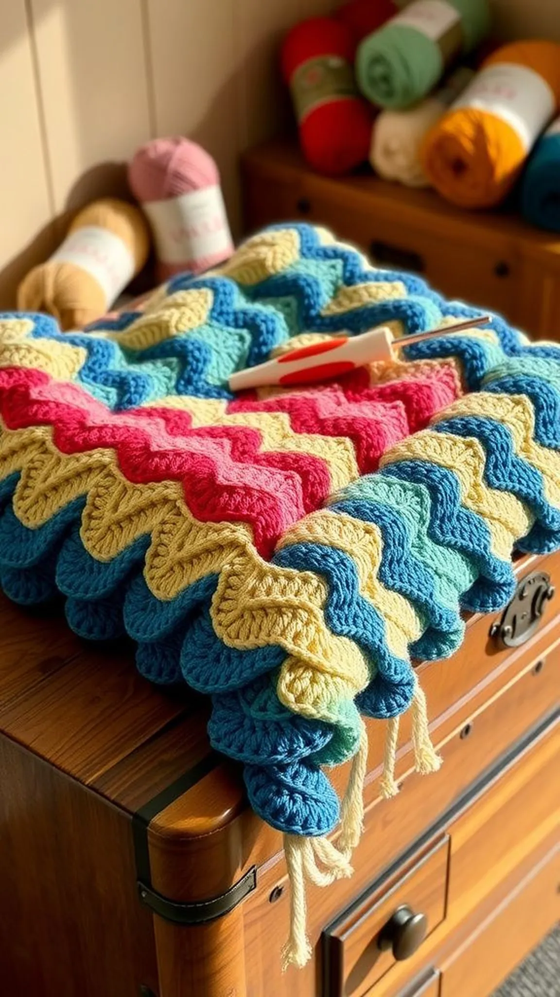 Chevron ripple throw in bold color waves