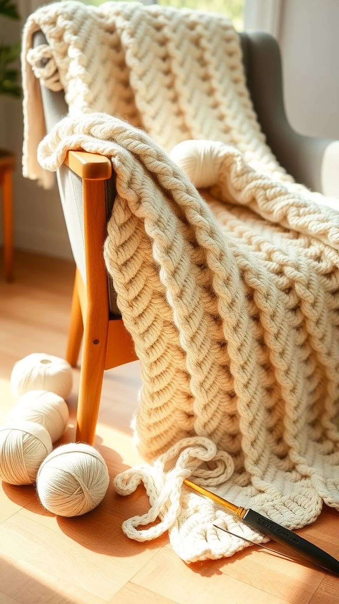 Chunky moss stitch throw for cozy evenings