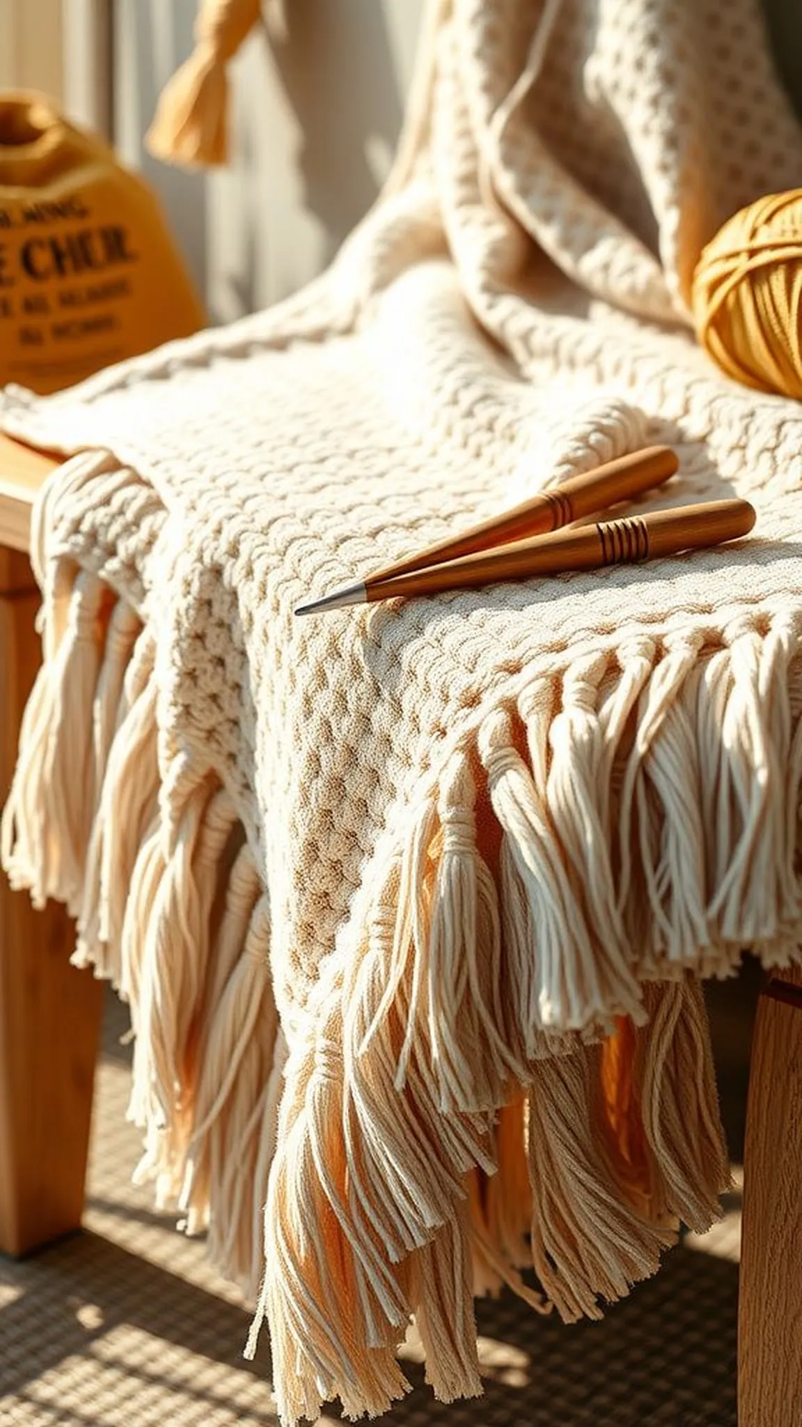 Fringed chunky throw with cozy tassel edges