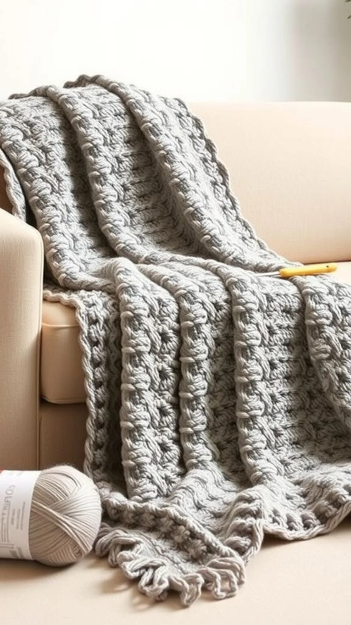 Reversible seed stitch blanket with rich pebble texture