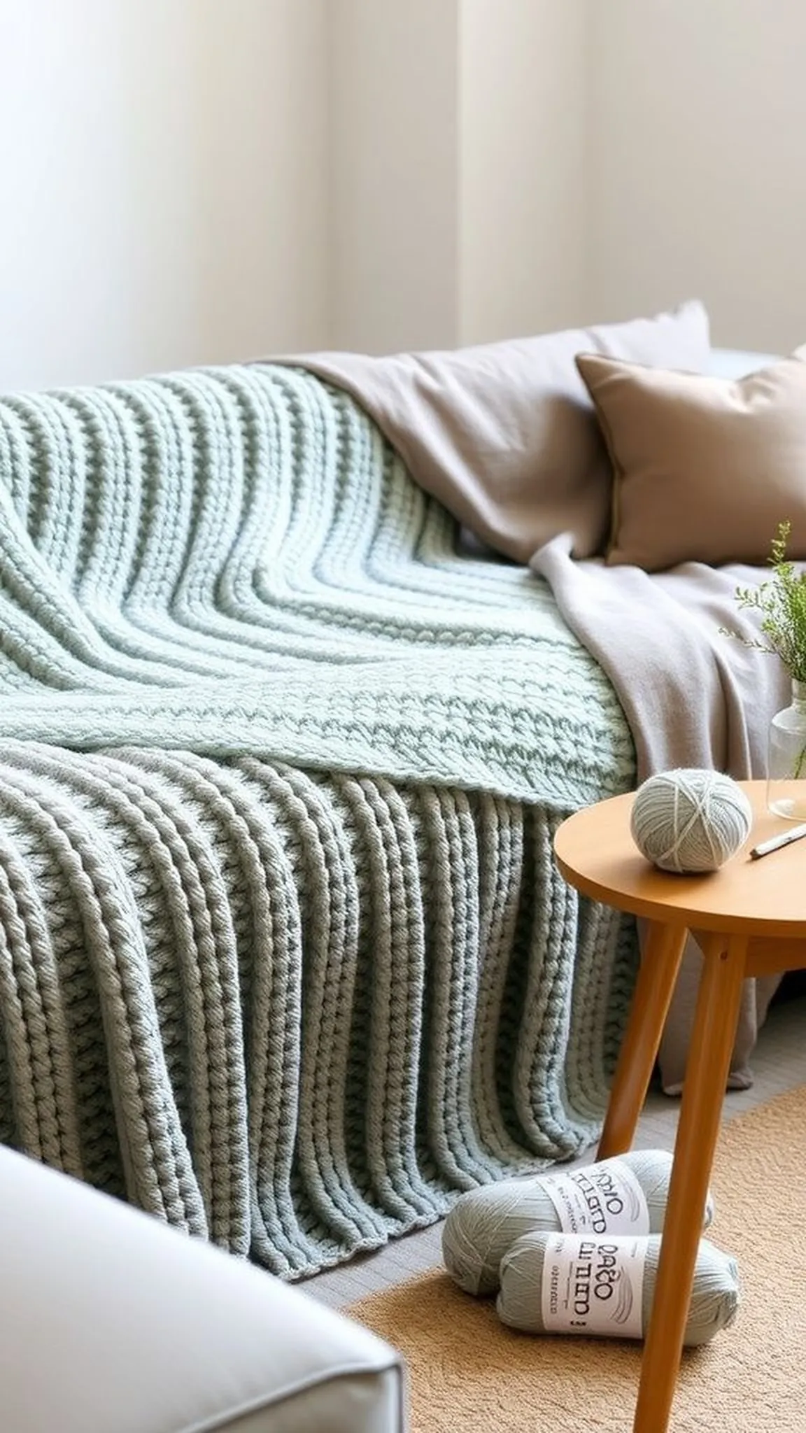 Ribbed crochet blanket with bold vertical ribs