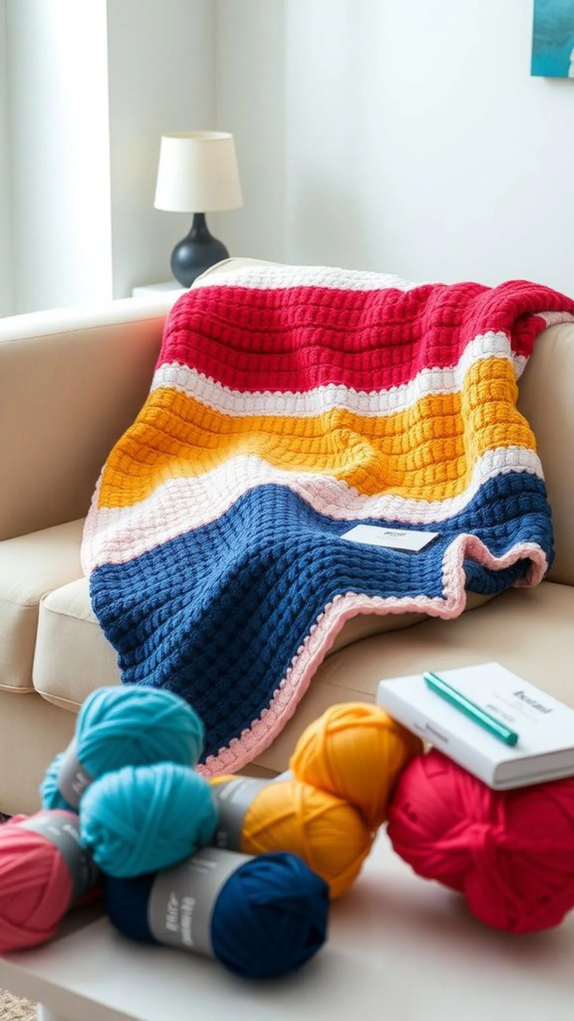 Striped colorblock blanket with bold wide panels