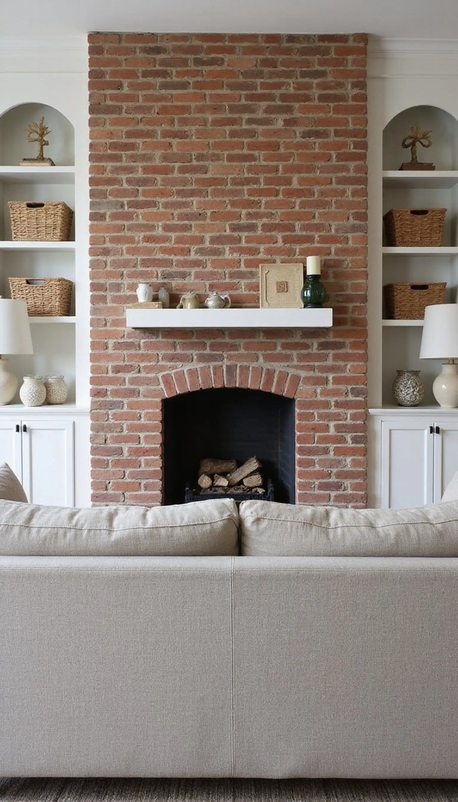 Fireplace focal point and built-in shelves