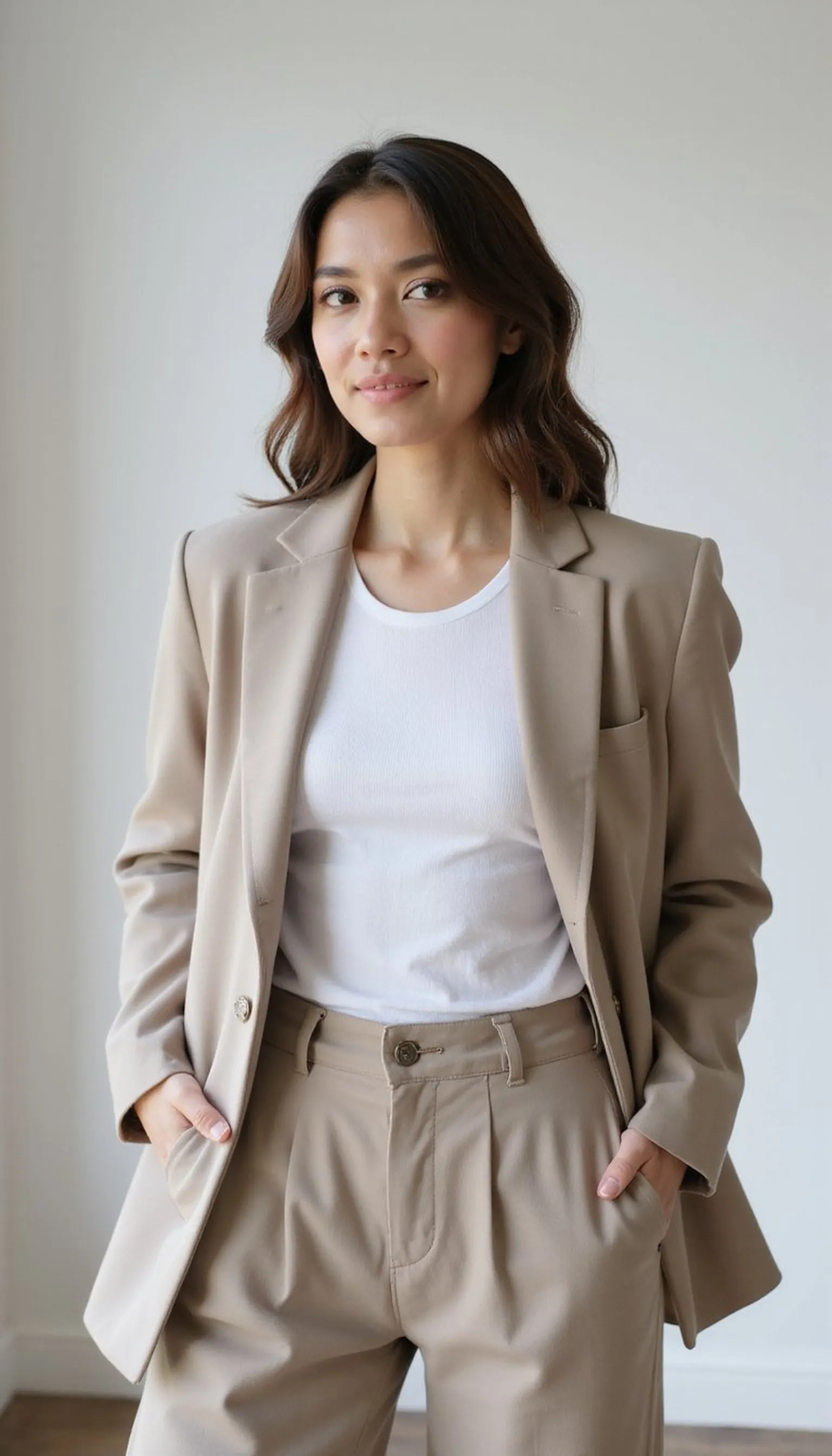 Soft blazer with a tee and culottes for relaxed tailoring