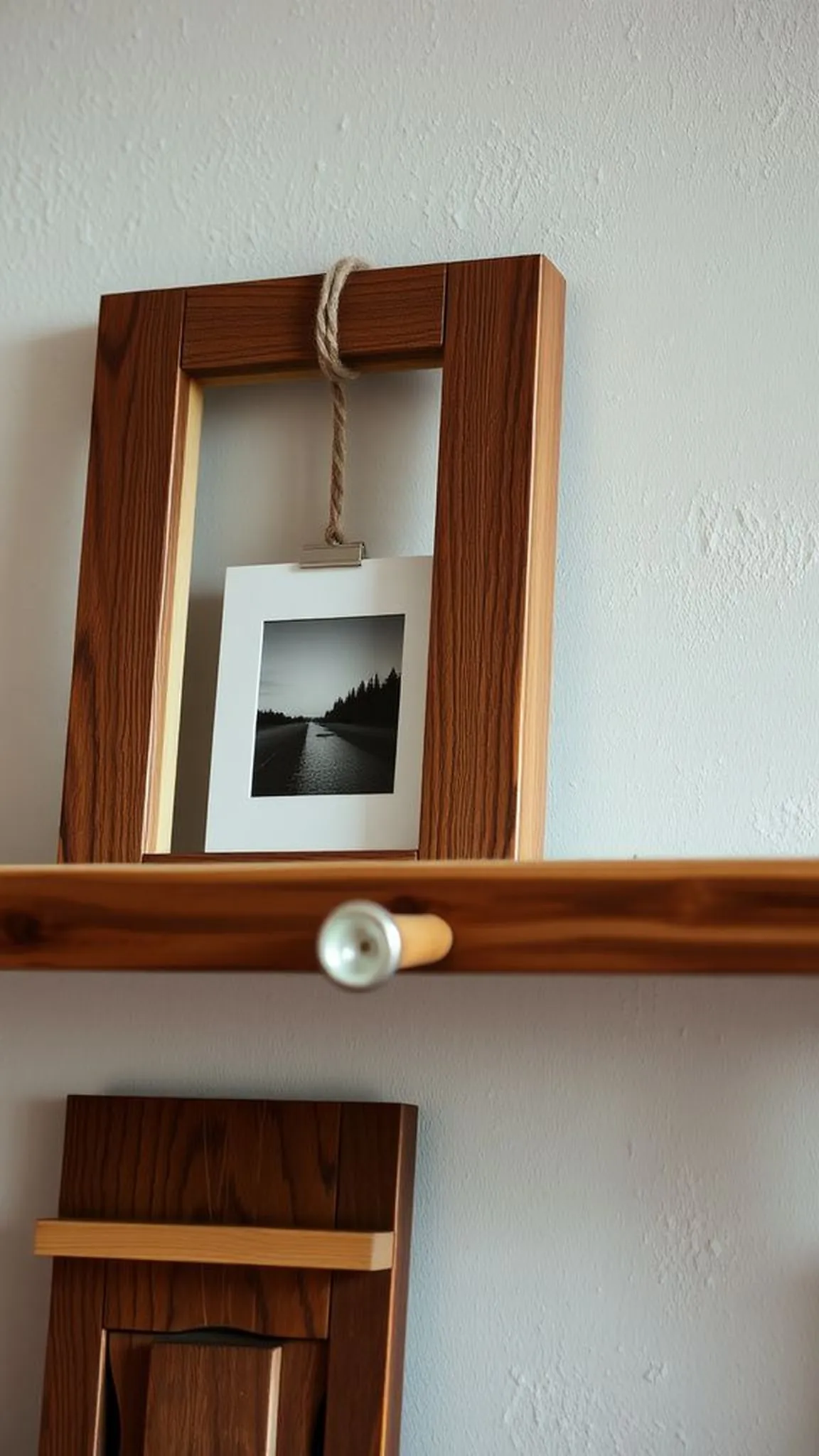 Reclaimed wood picture frame with weathered finish