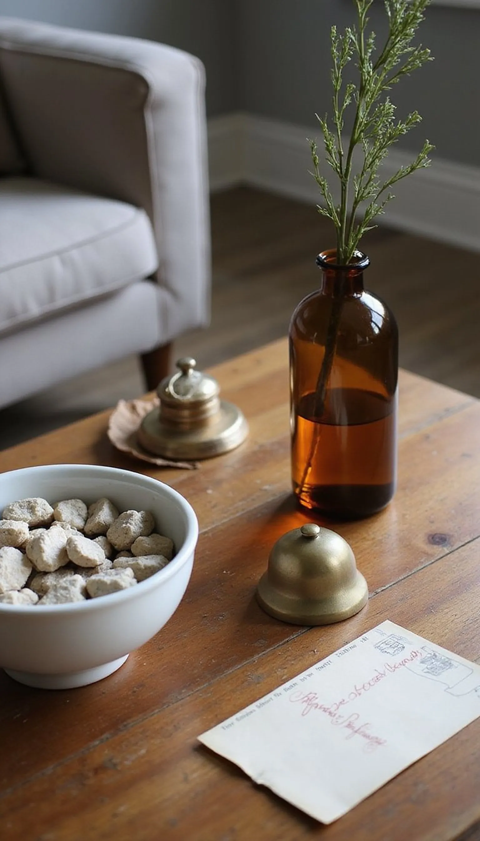 Eclectic cluster with vintage finds and ceramics