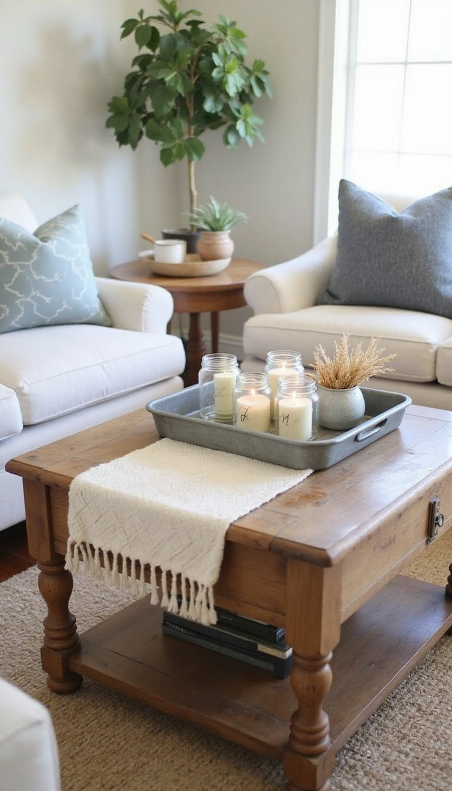 Layered textures on a farmhouse wood table