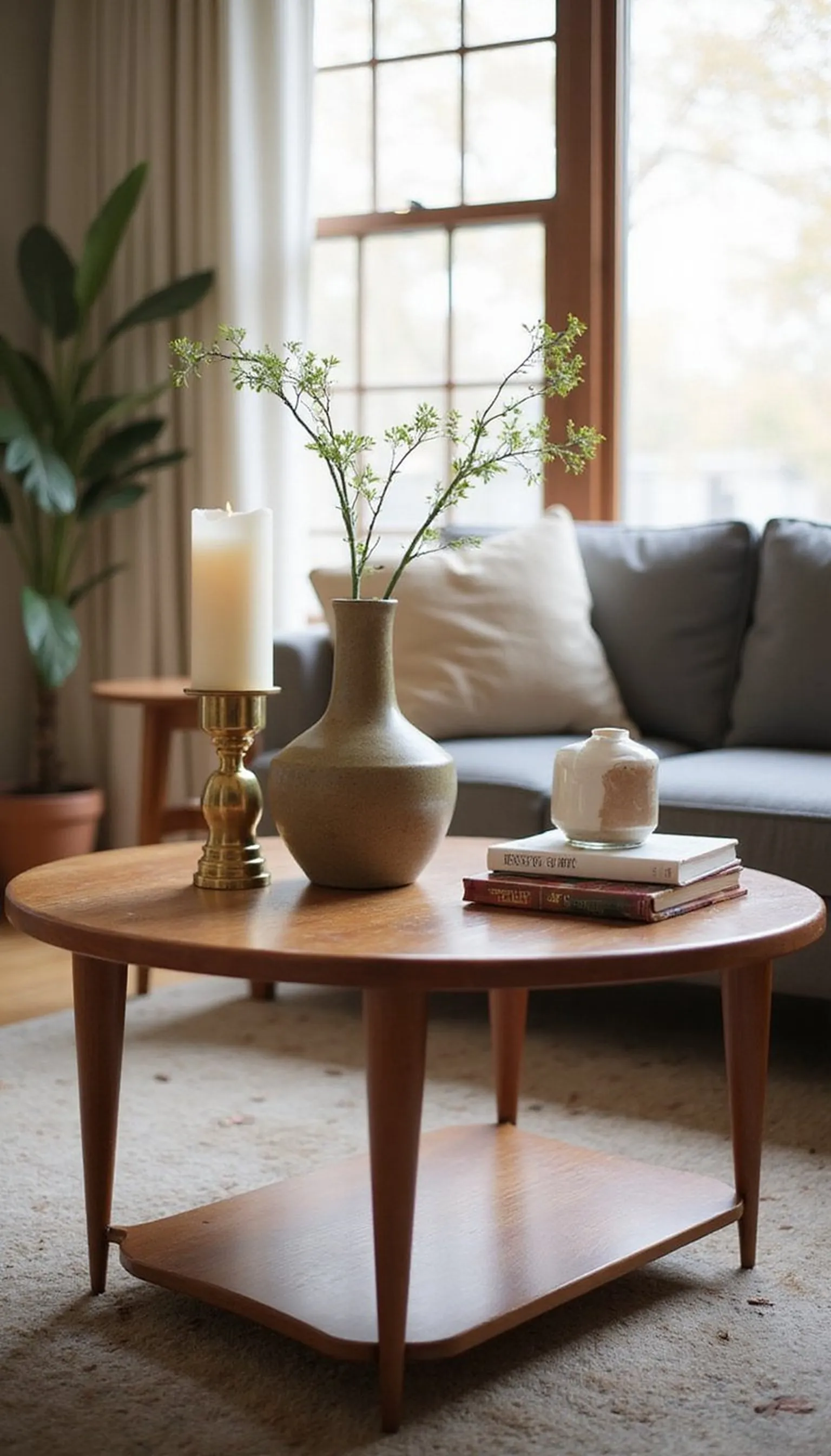 Mid-century mix: teak table with sculptural accents