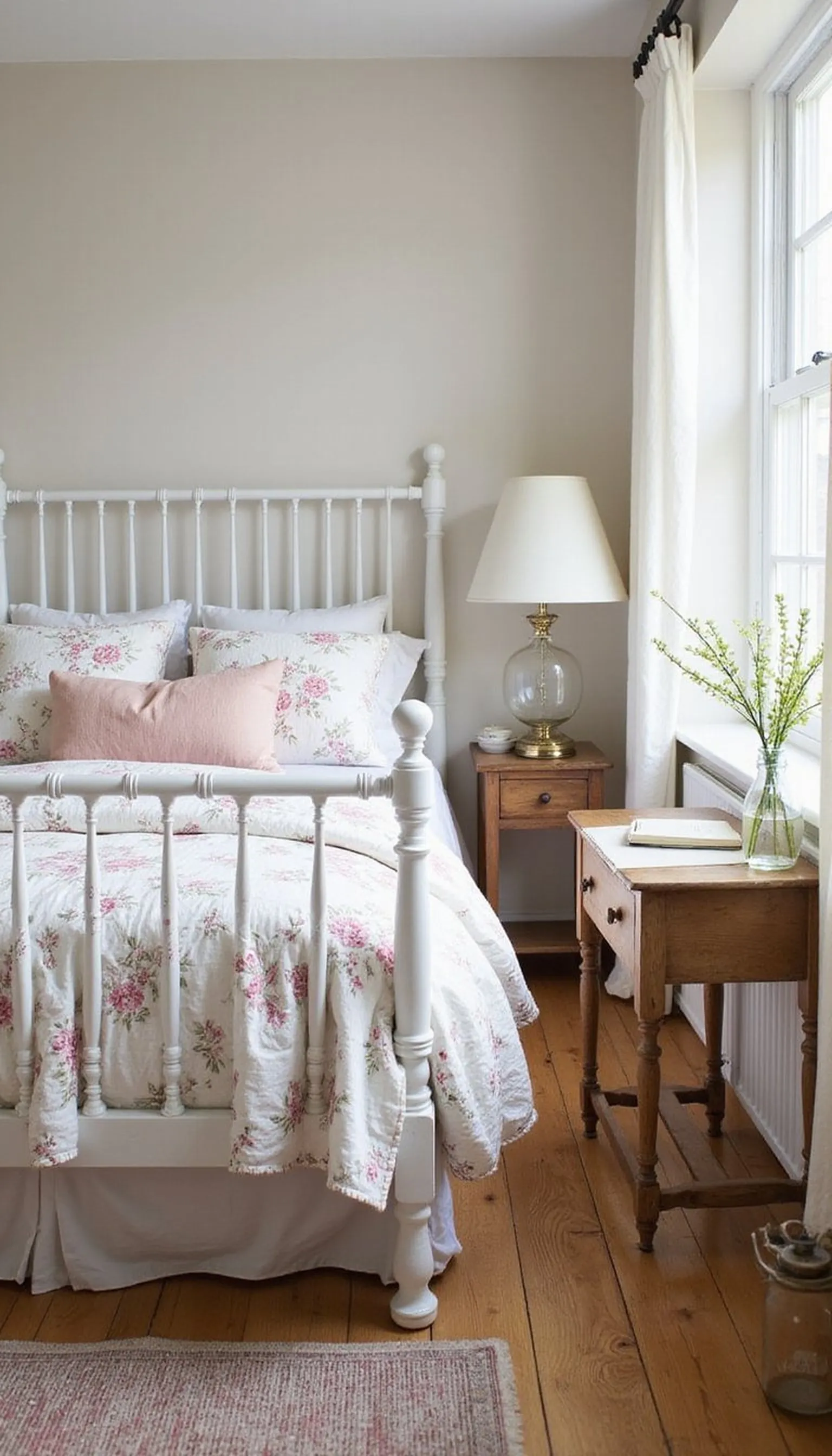 Cottage romance with layered quilts and florals