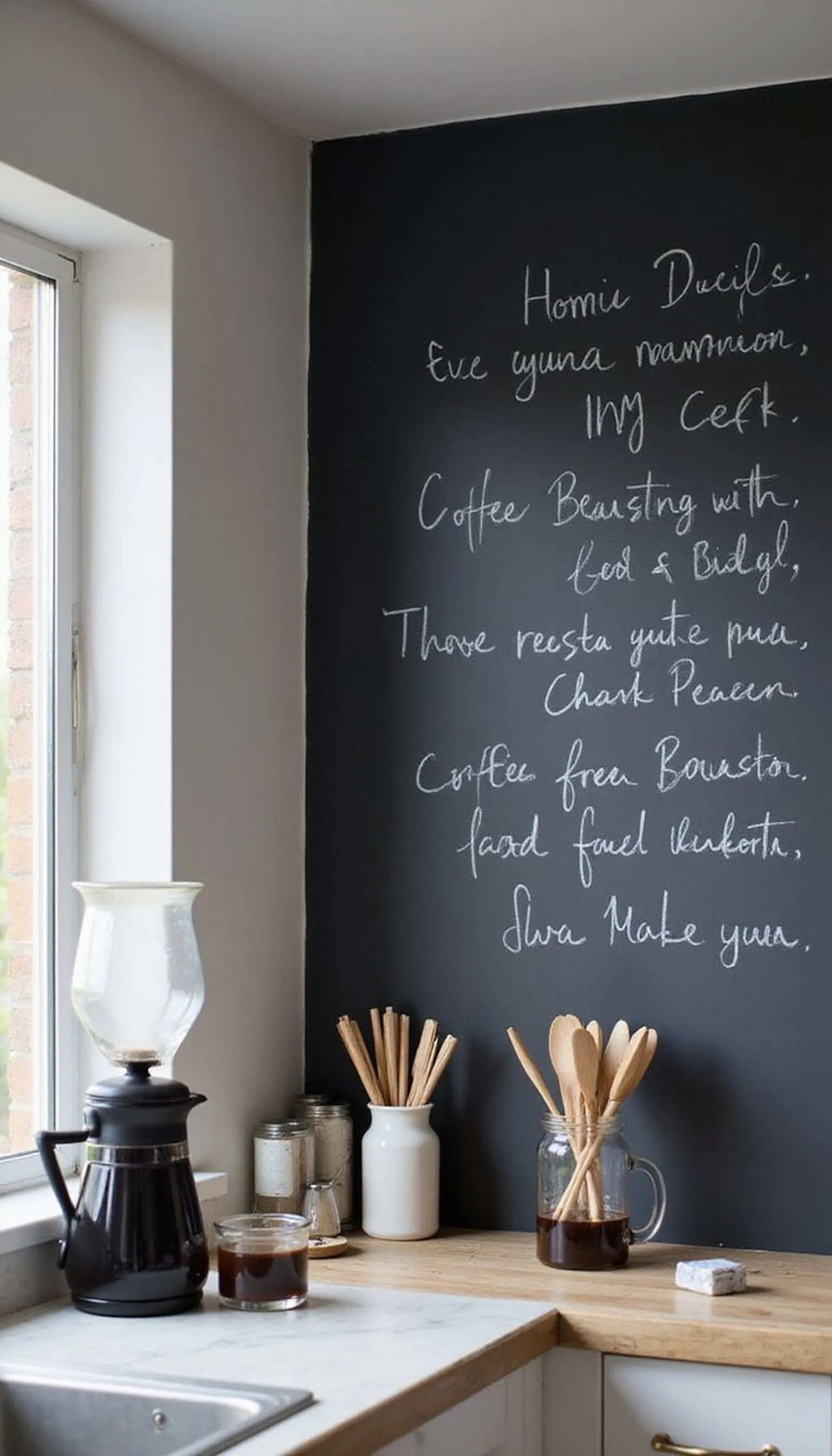 Chalkboard wall coffee corner for playful notes