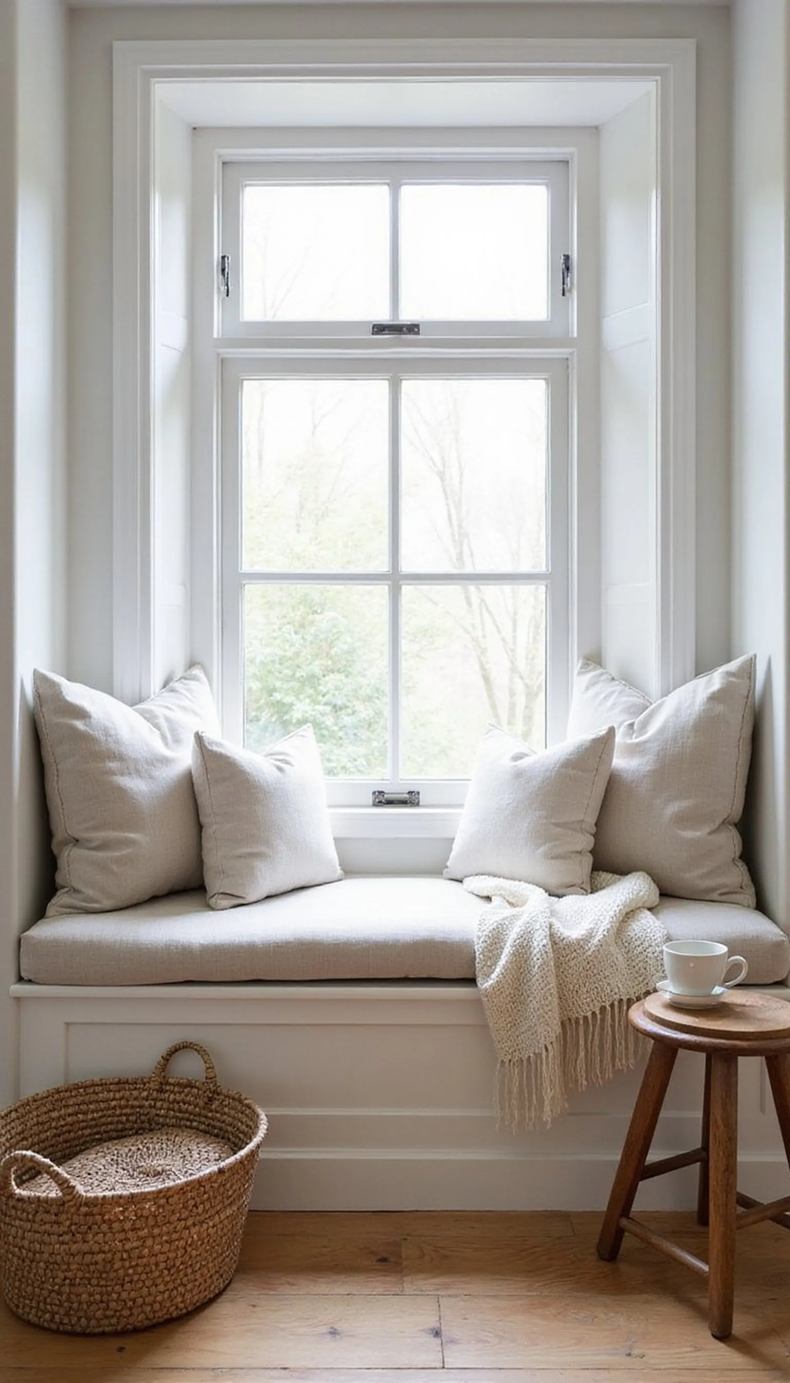 Window seat sanctuary with soft layered textiles