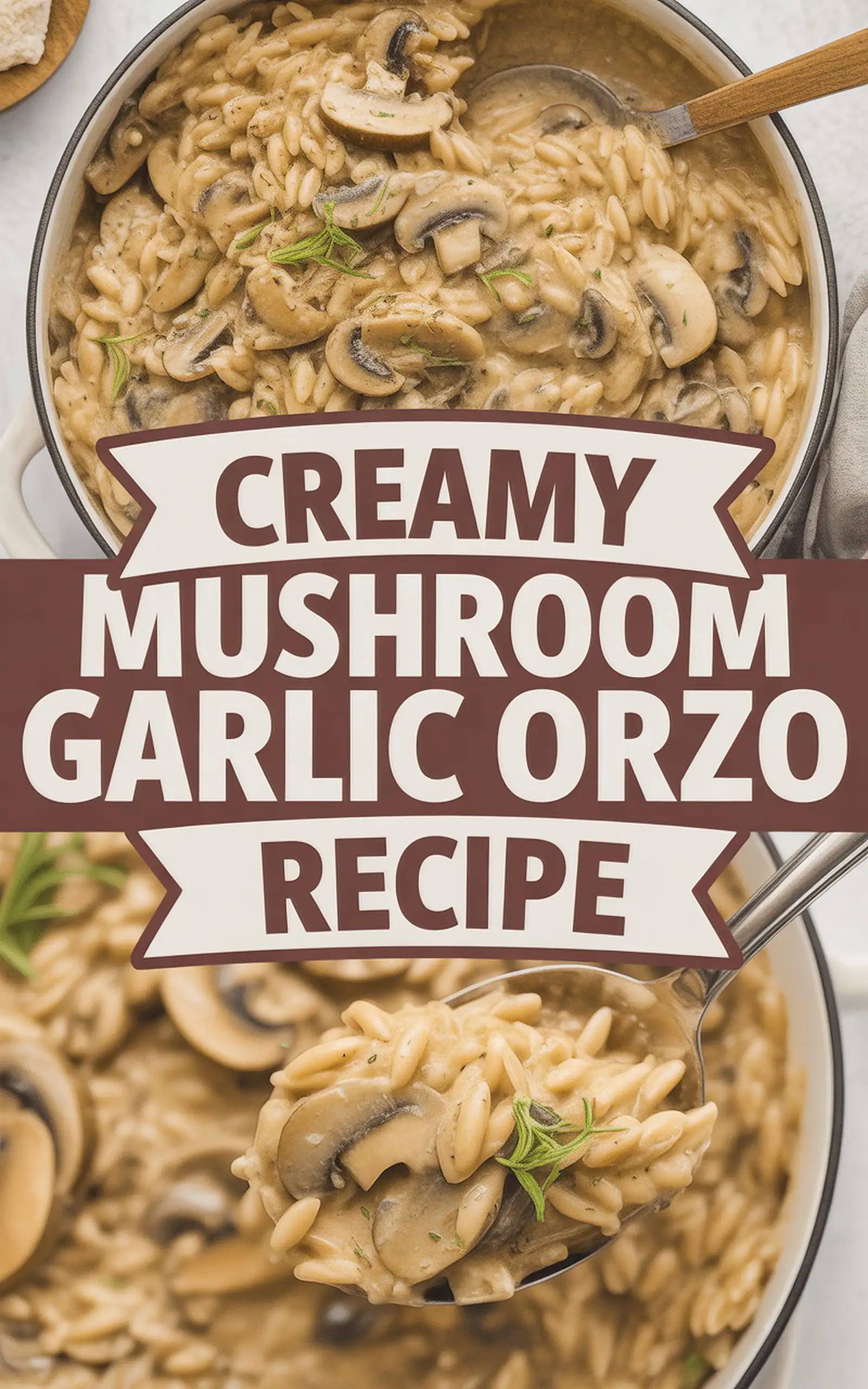 Creamy Mushroom Garlic Orzo Recipe - easy recipe with step by step instructions