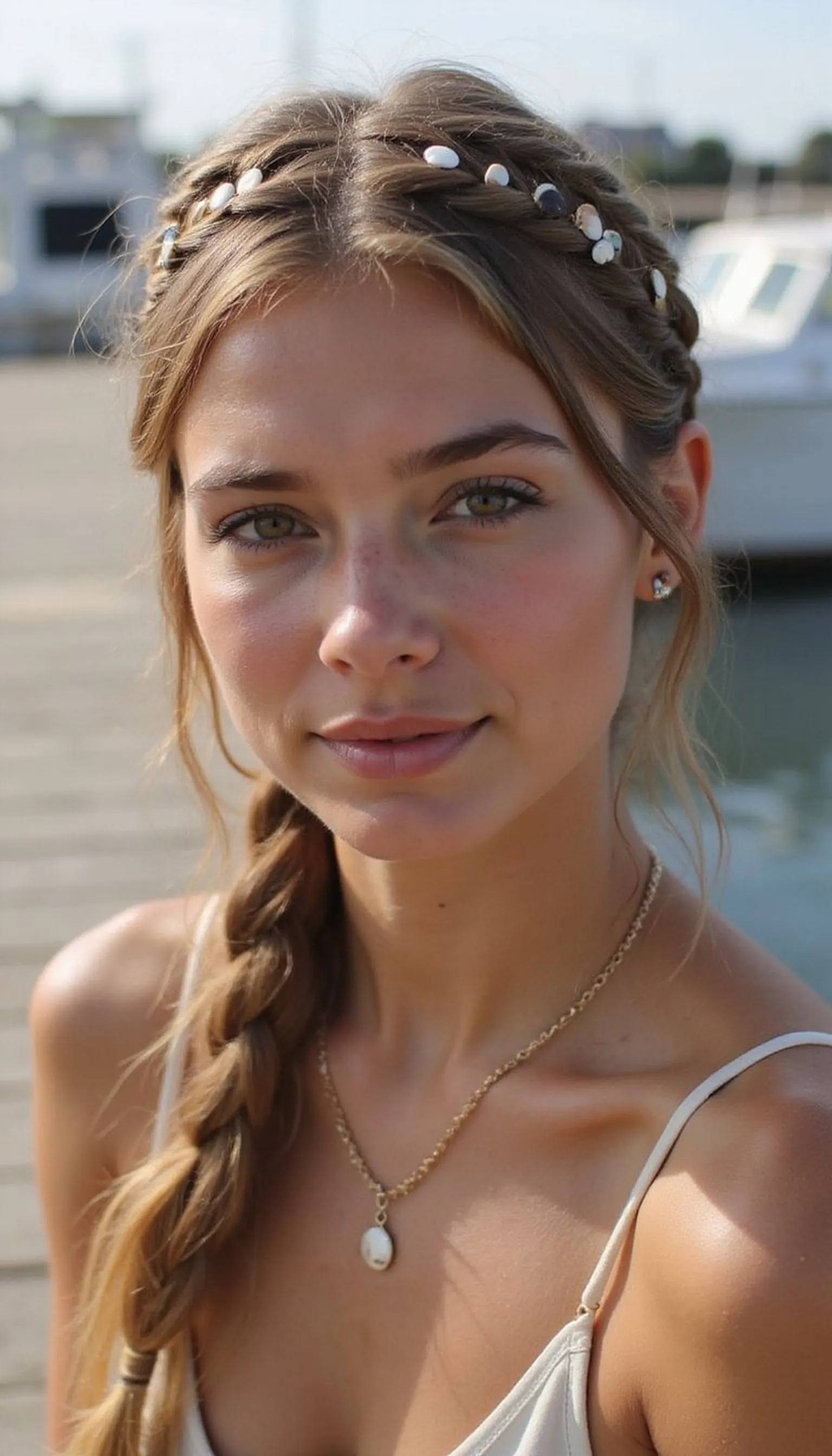 Braided Crown Adorned With Small Shell Clips For Ports