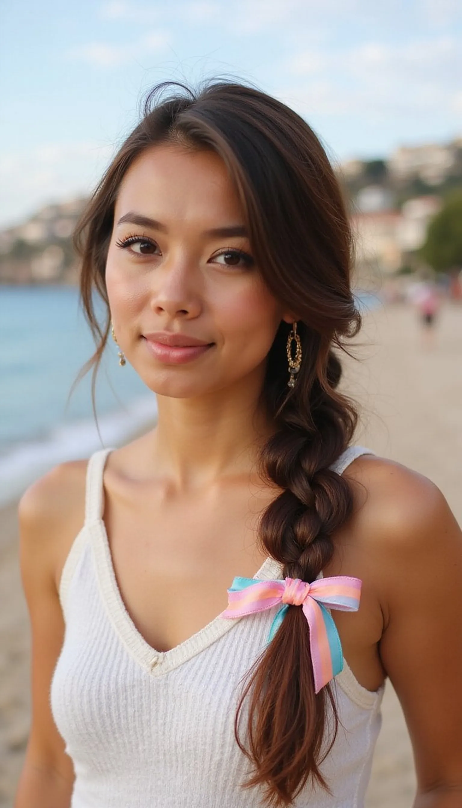 Fishtail Side Braid With Ribbon Tie For Onshore Exploring
