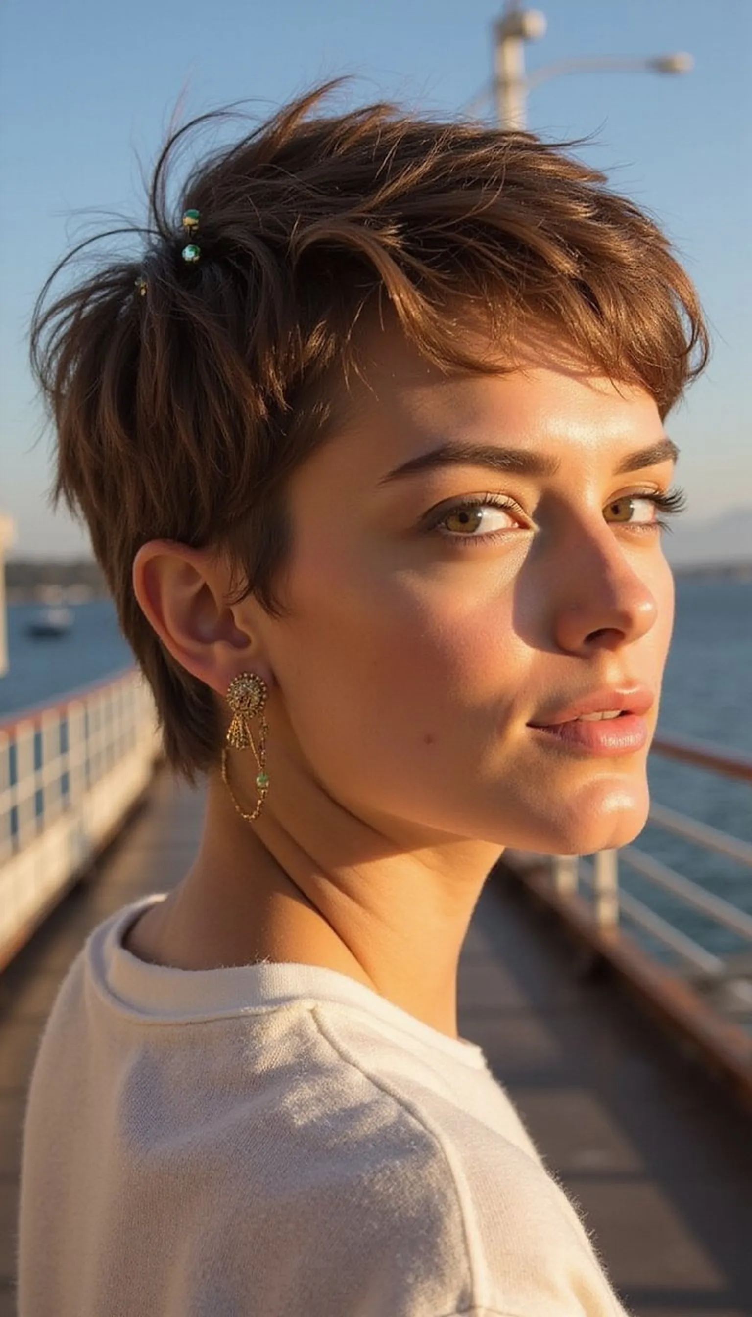Textured Pixie Tousle With Decorative Bobby Pins For Short Hair