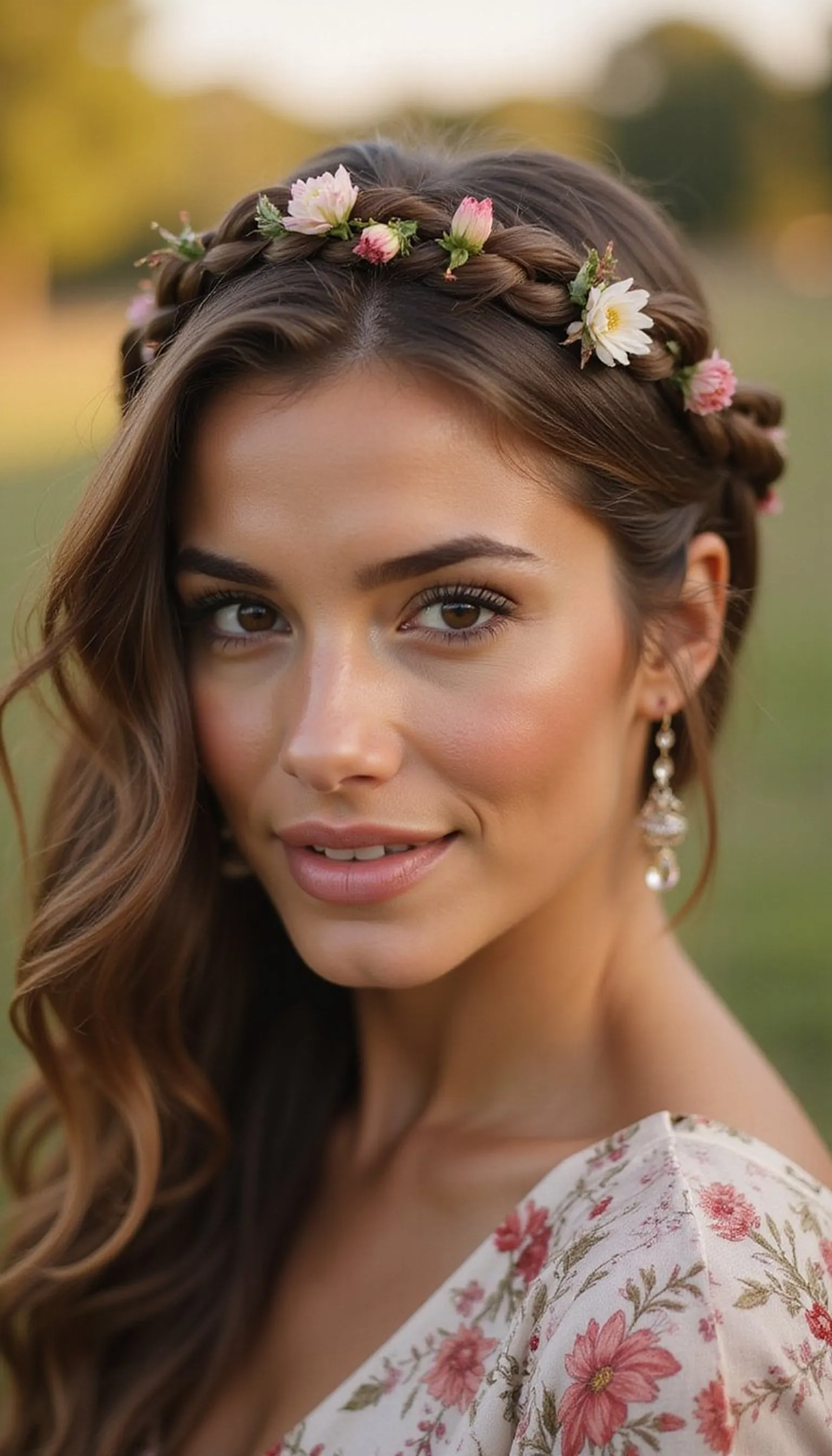 Boho Braided Halo With Tiny Flowers