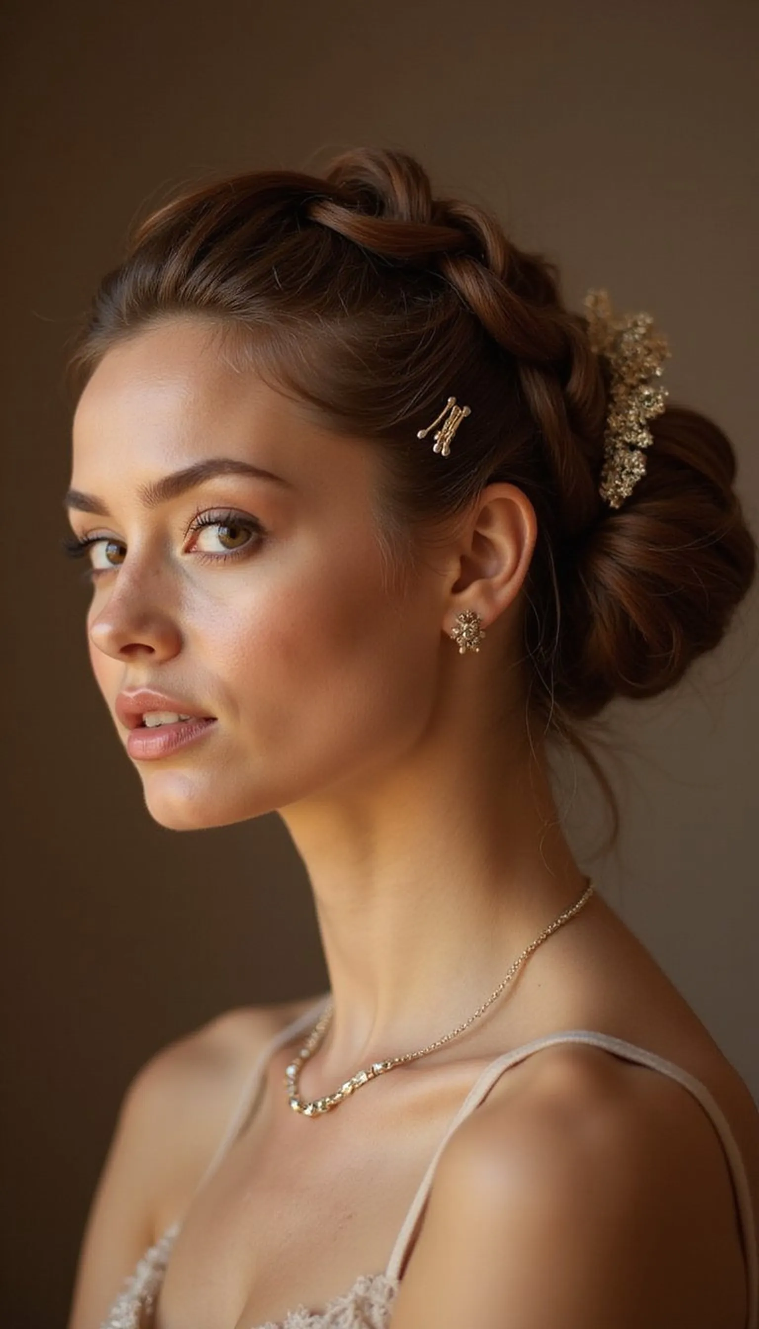 Twisted Braided Updo For Romantic Evenings