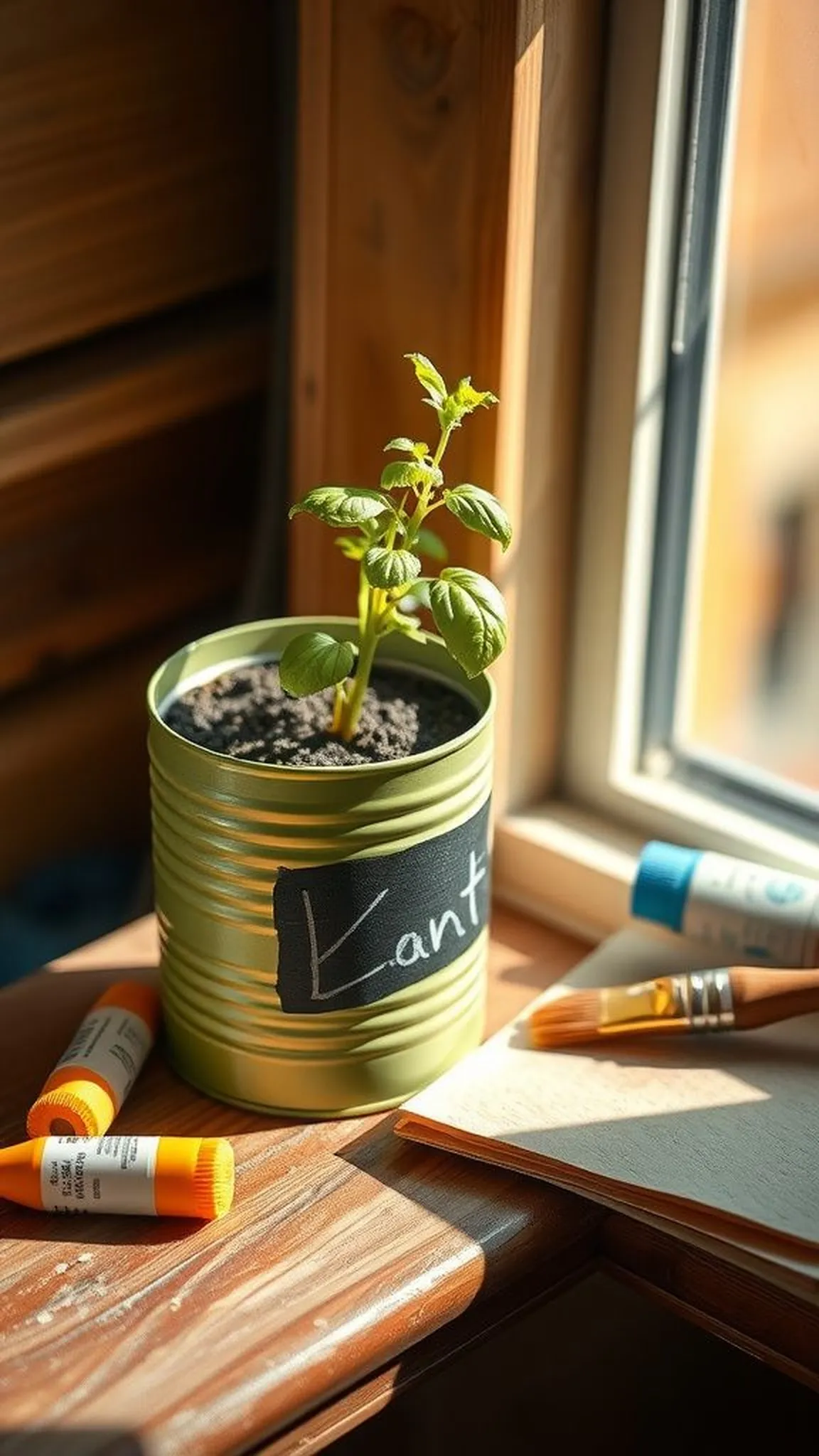Painted herb planter with chalk label panels