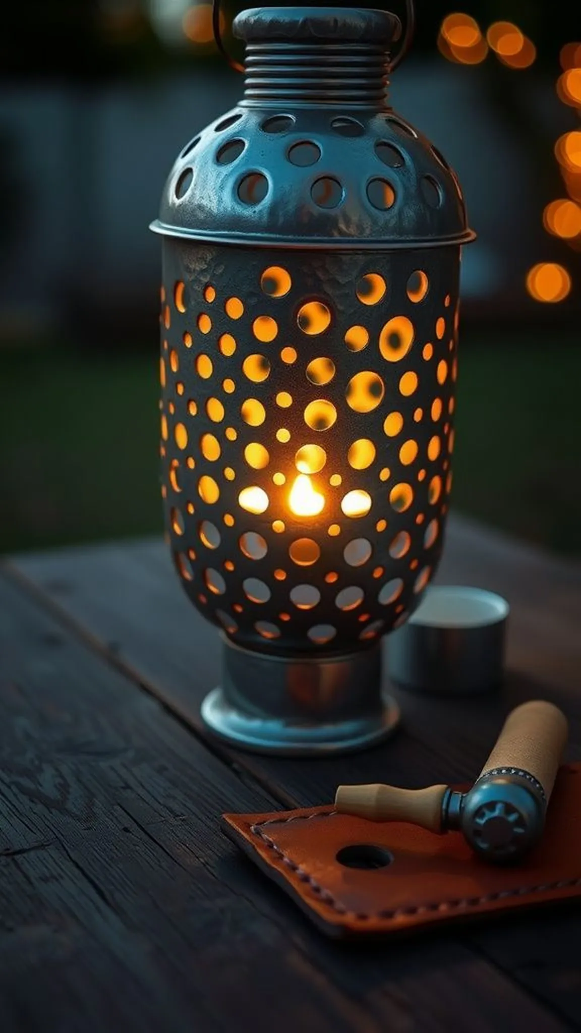 Punched hole fairy lantern with warm glow